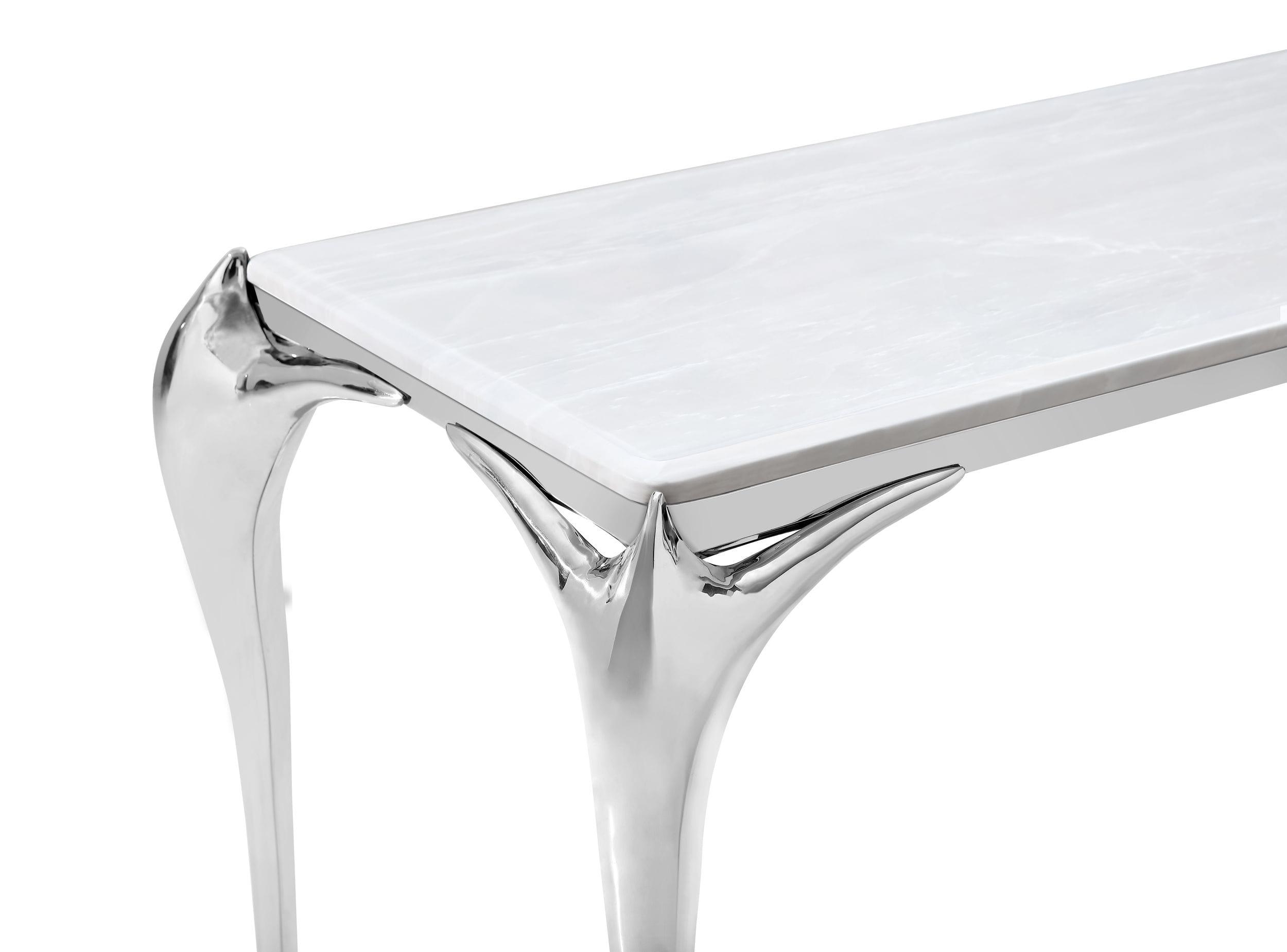 Vince - Faux Marble and Stainless Steel Console Table