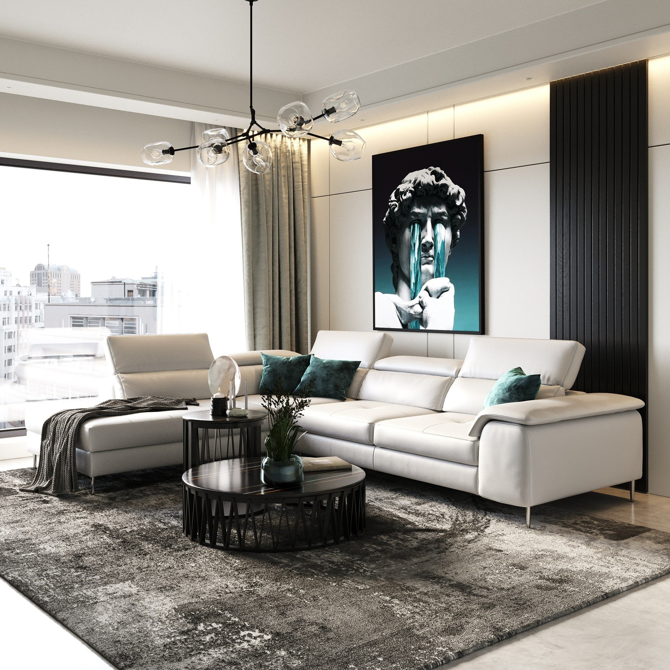 Viola Italian Contemporary Leather Left Facing Sectional Sofa