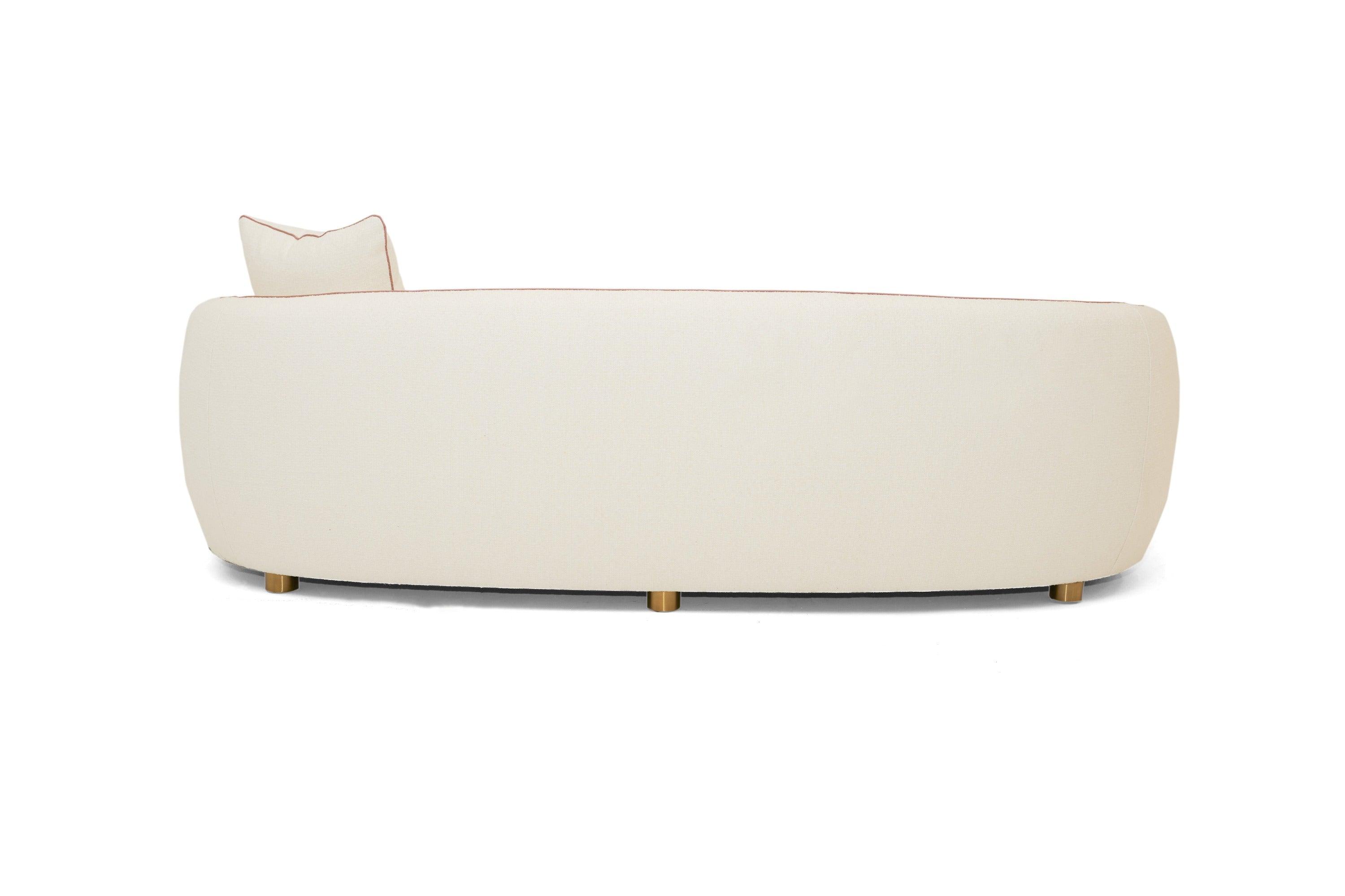 Winfree Modern Off and Coral Fabric 3-Seater Sofa
