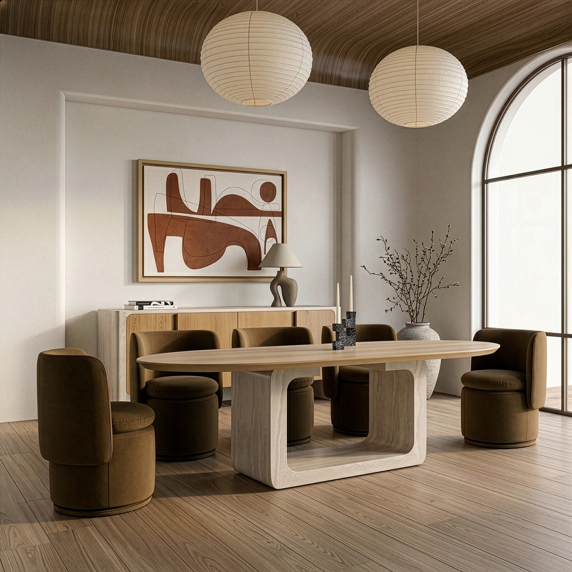Wolff Modern Faux Travertine Dining Table