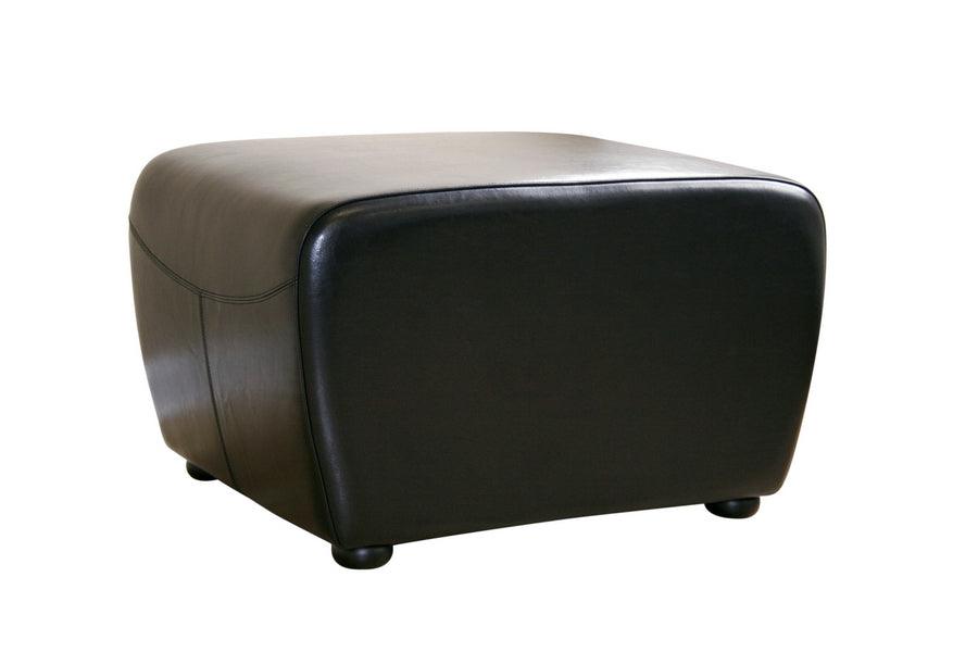 Faux Leather Ottoman with Rounded Sides