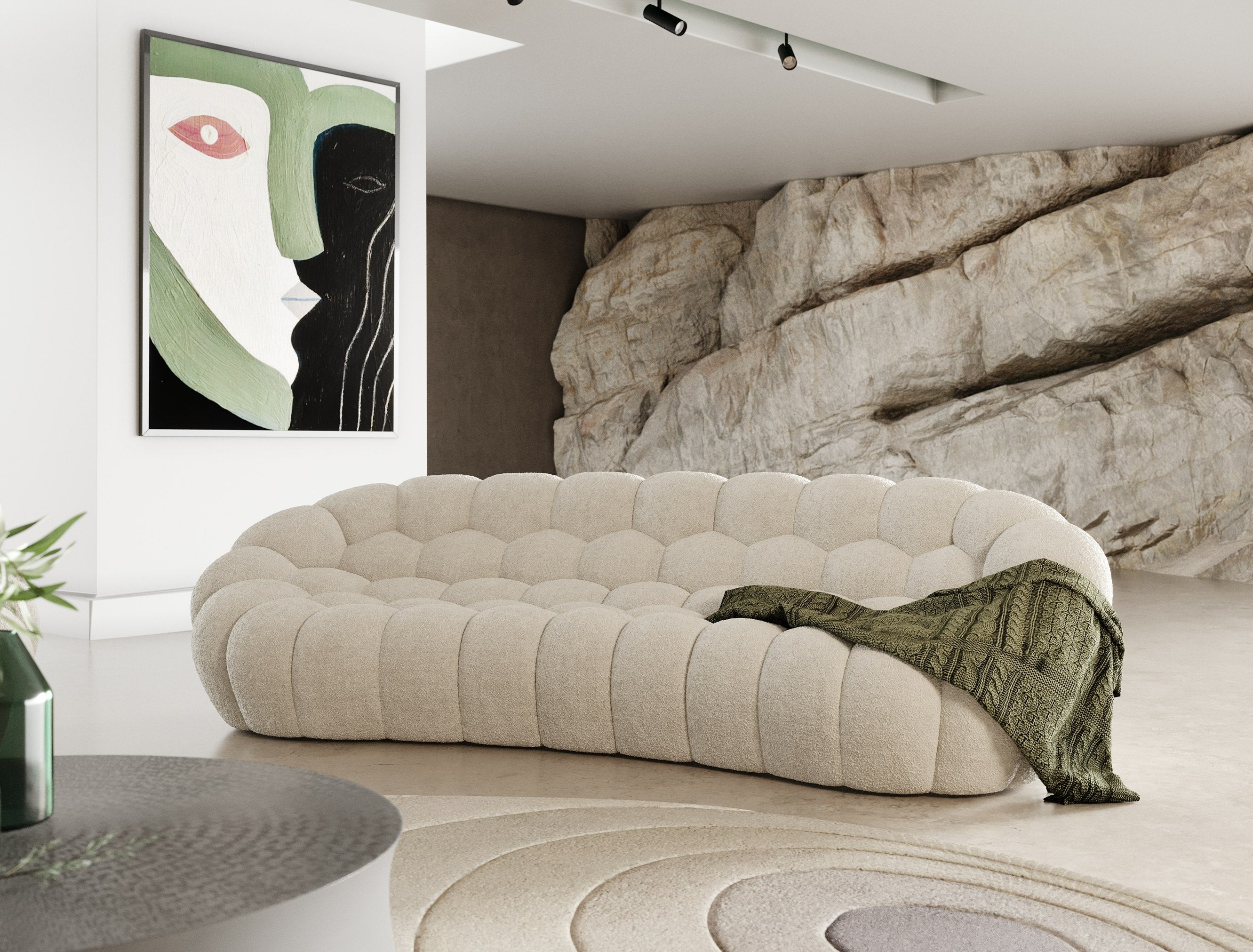 Yolonda Modern Curved Fabric Sofa