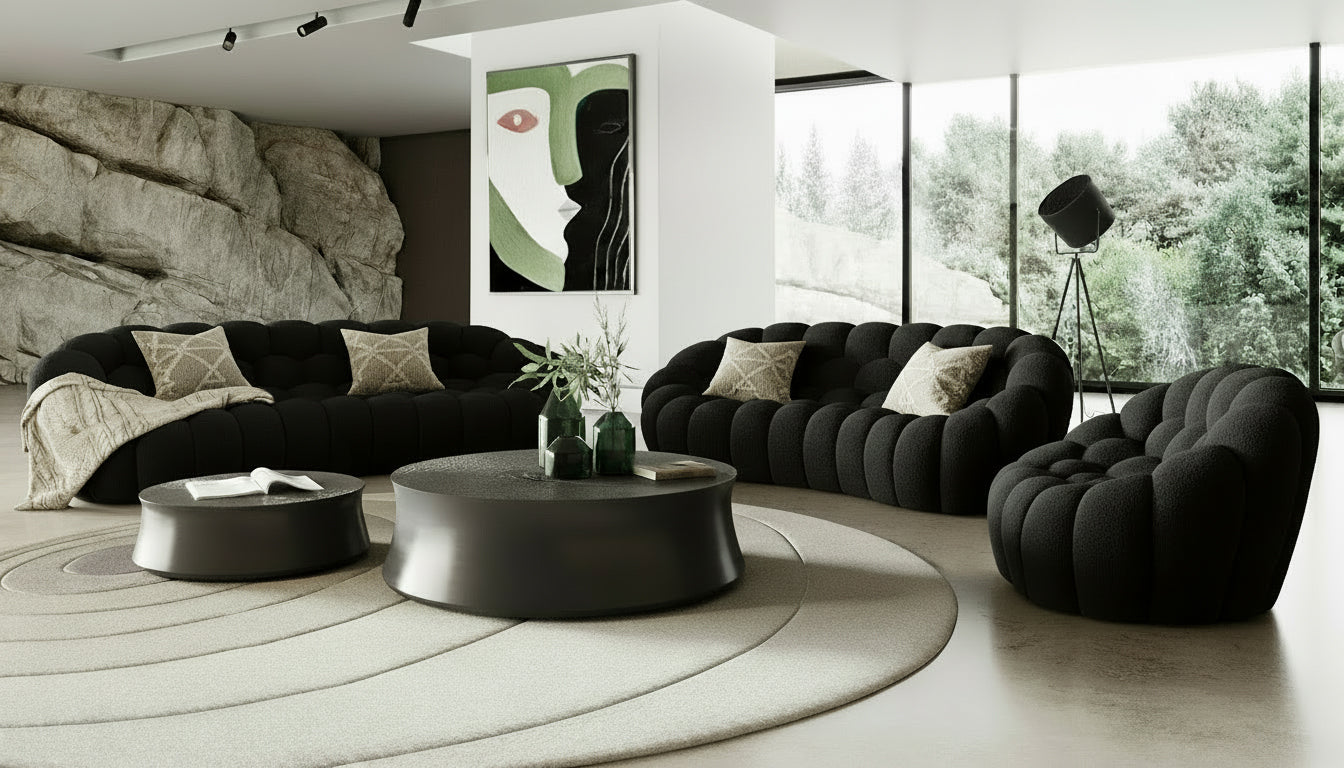 Yolonda Modern Curved Fabric Sofa