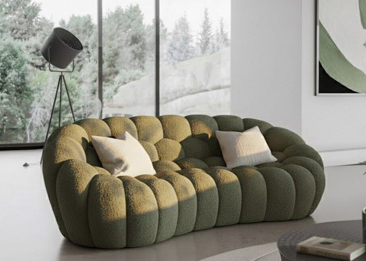 Yolonda Modern Curved Fabric Loveseat