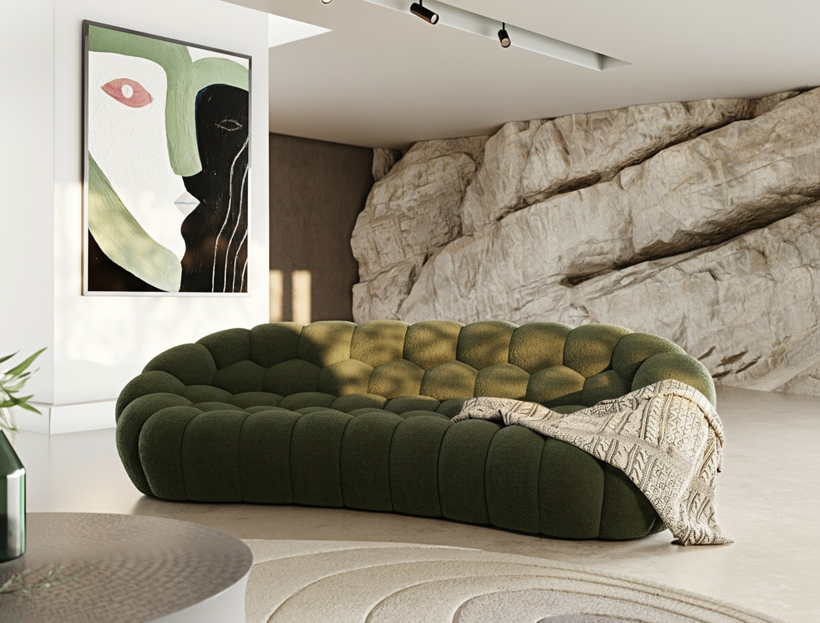 Yolonda Modern Curved Fabric Sofa