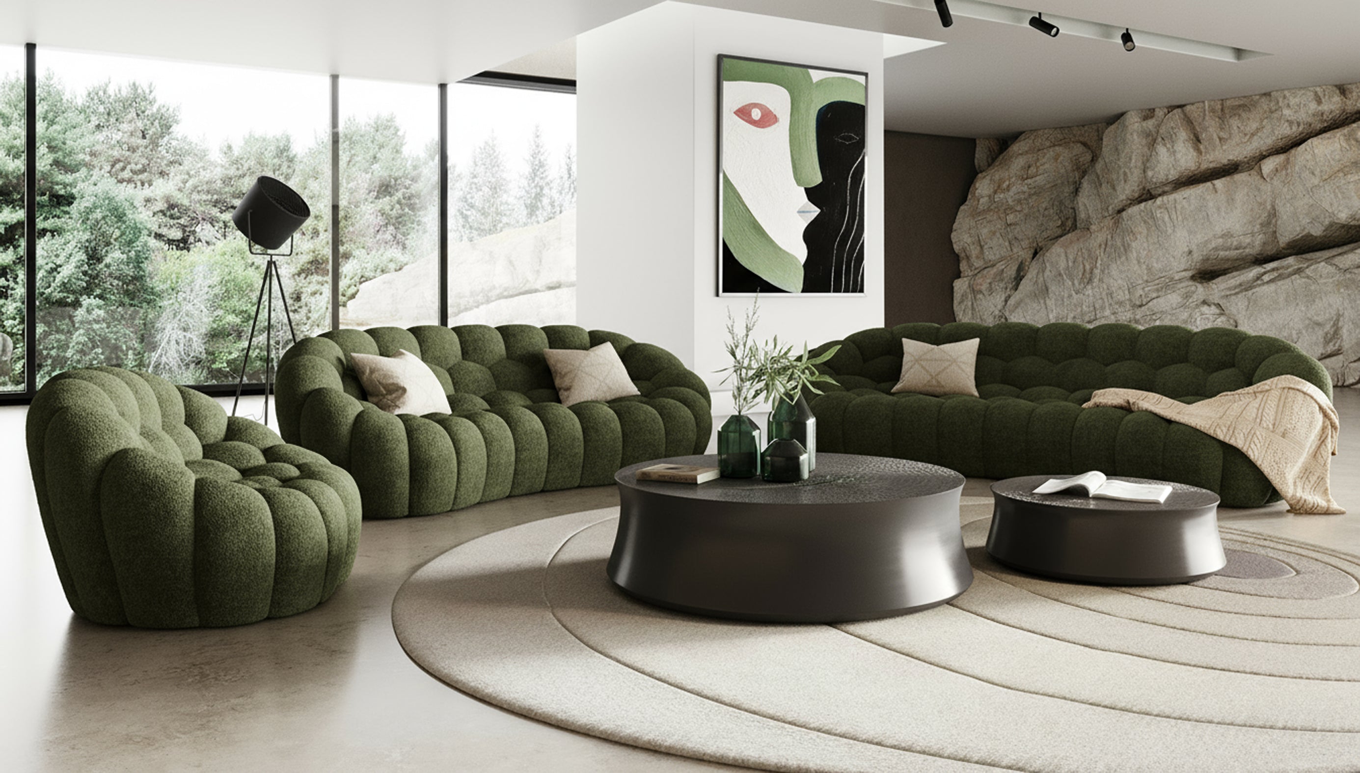 Yolonda Modern Curved Fabric Sofa