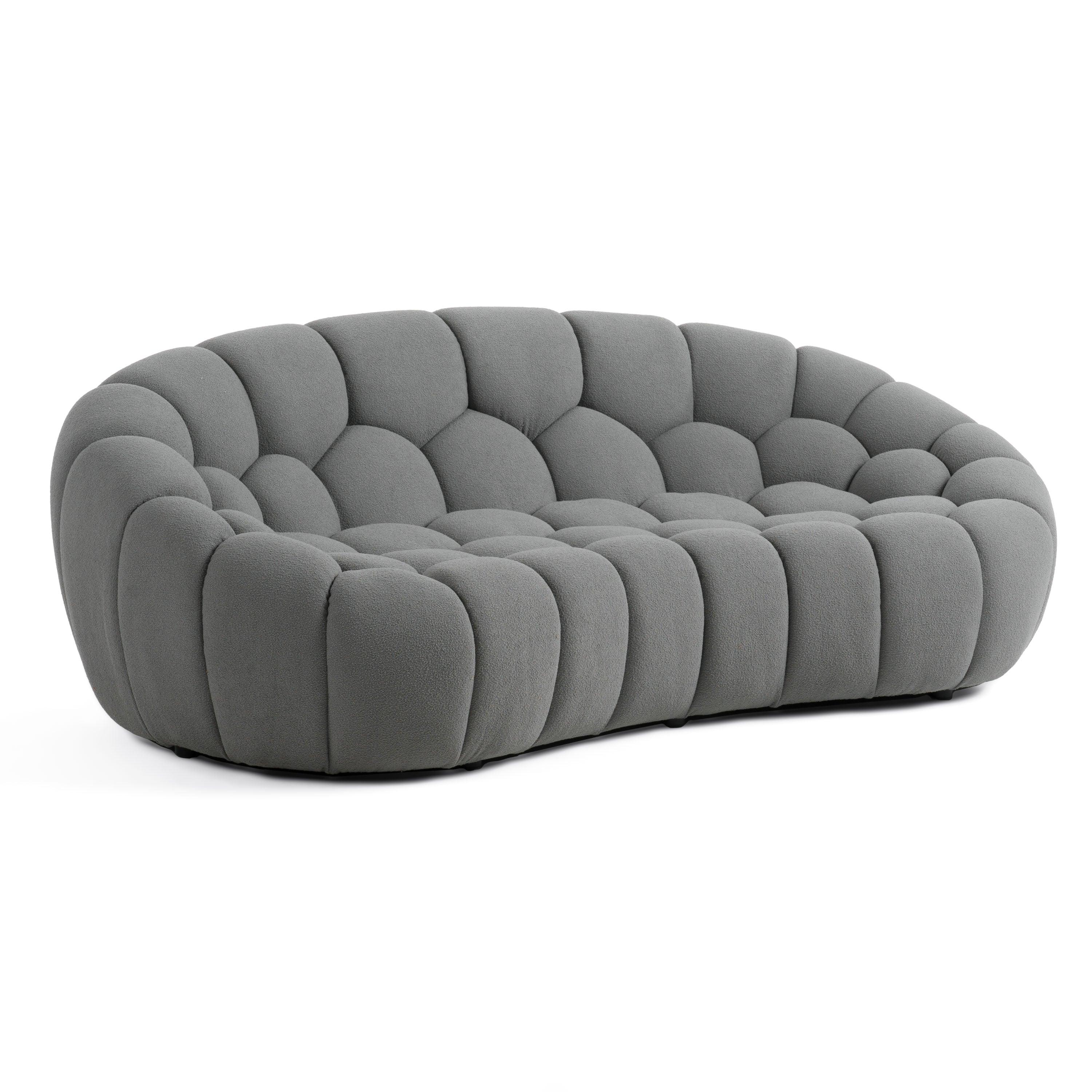 Yolonda Modern Curved Fabric Loveseat