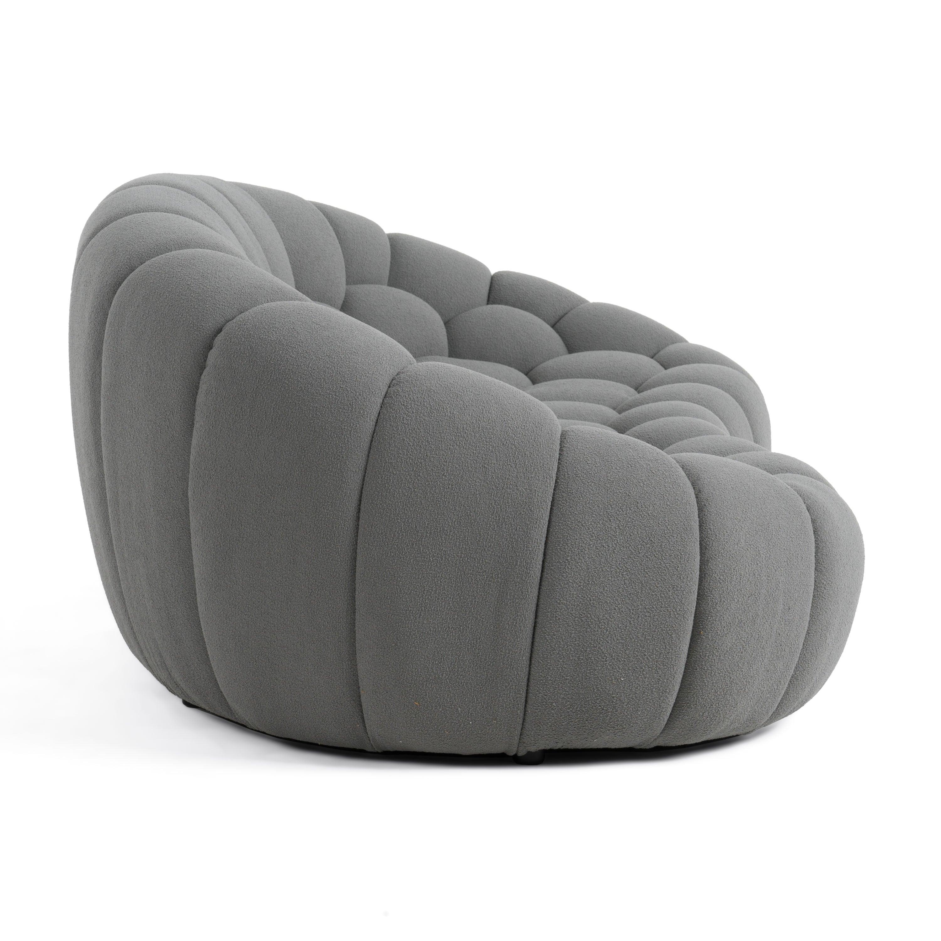 Yolonda Modern Curved Fabric Loveseat