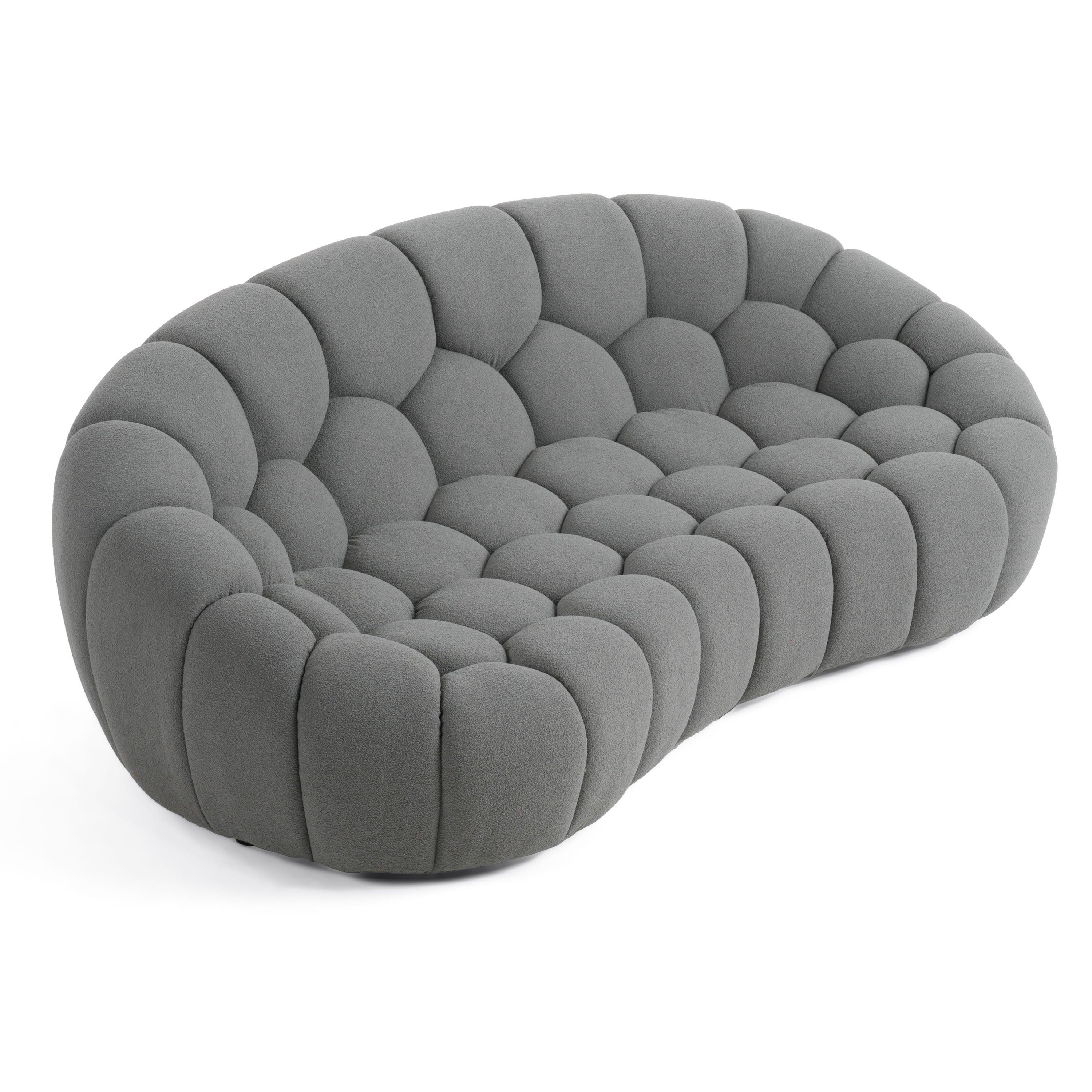 Yolonda Modern Curved Fabric Loveseat