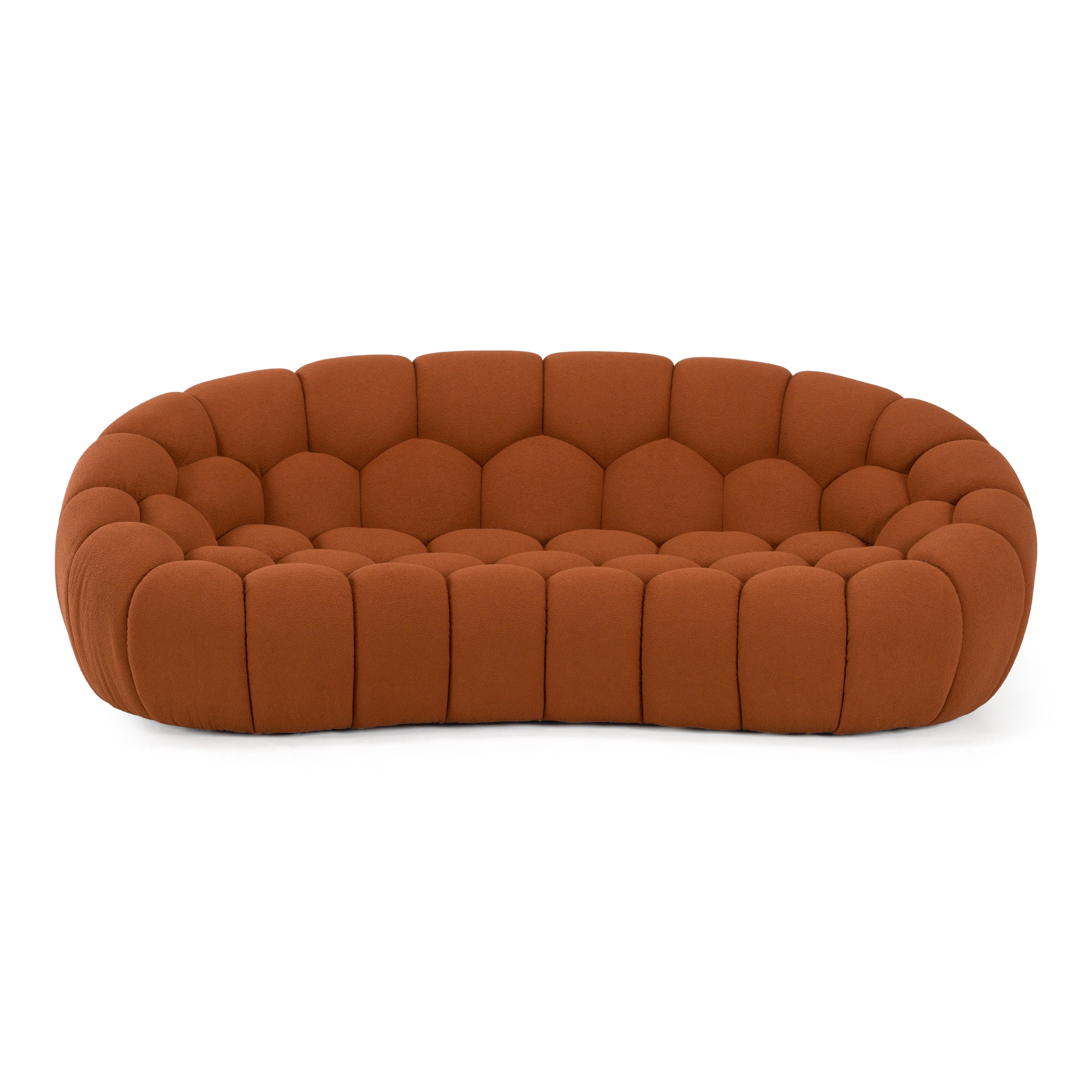 Yolonda Modern Curved Fabric Loveseat
