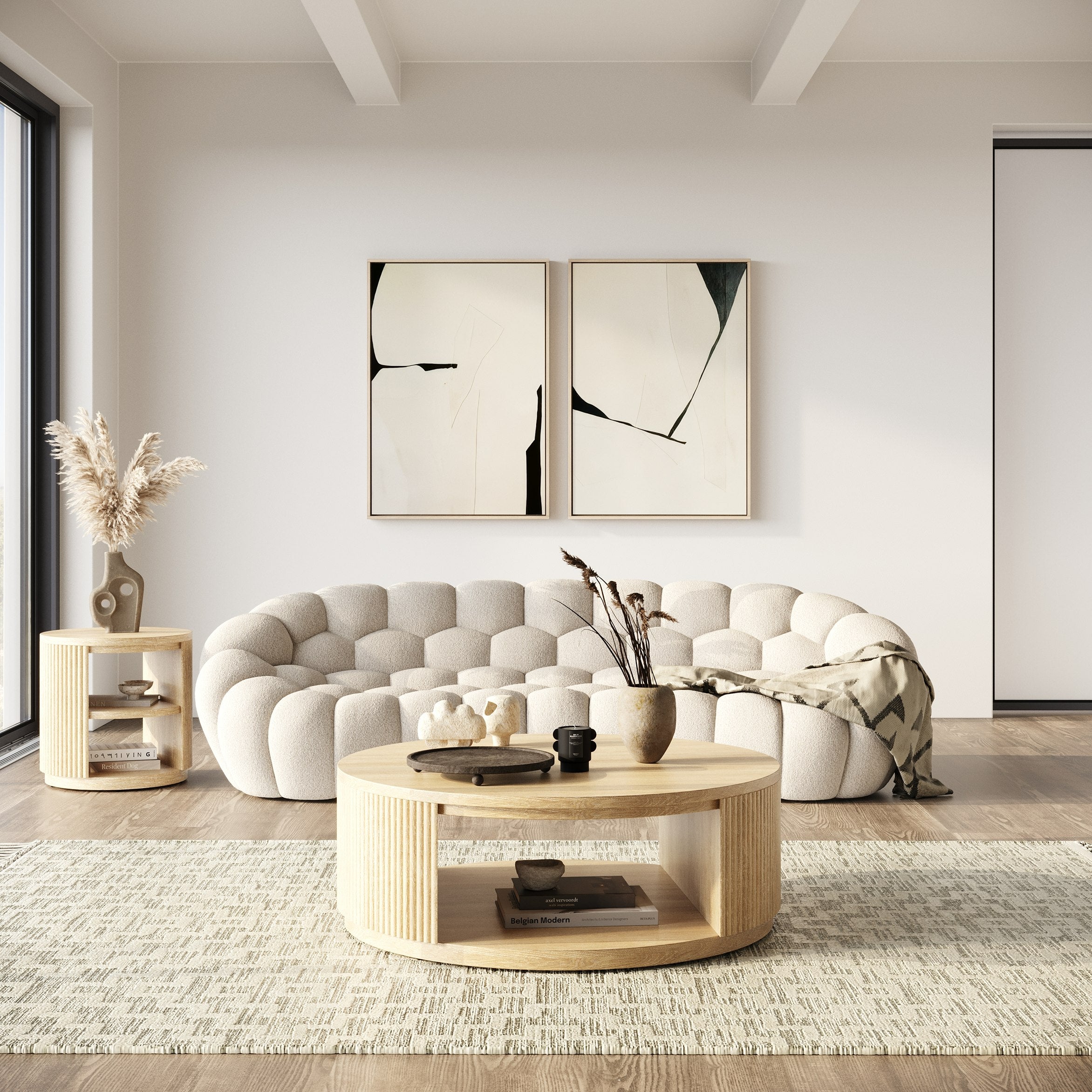 Yolonda Modern Curved Fabric Sofa