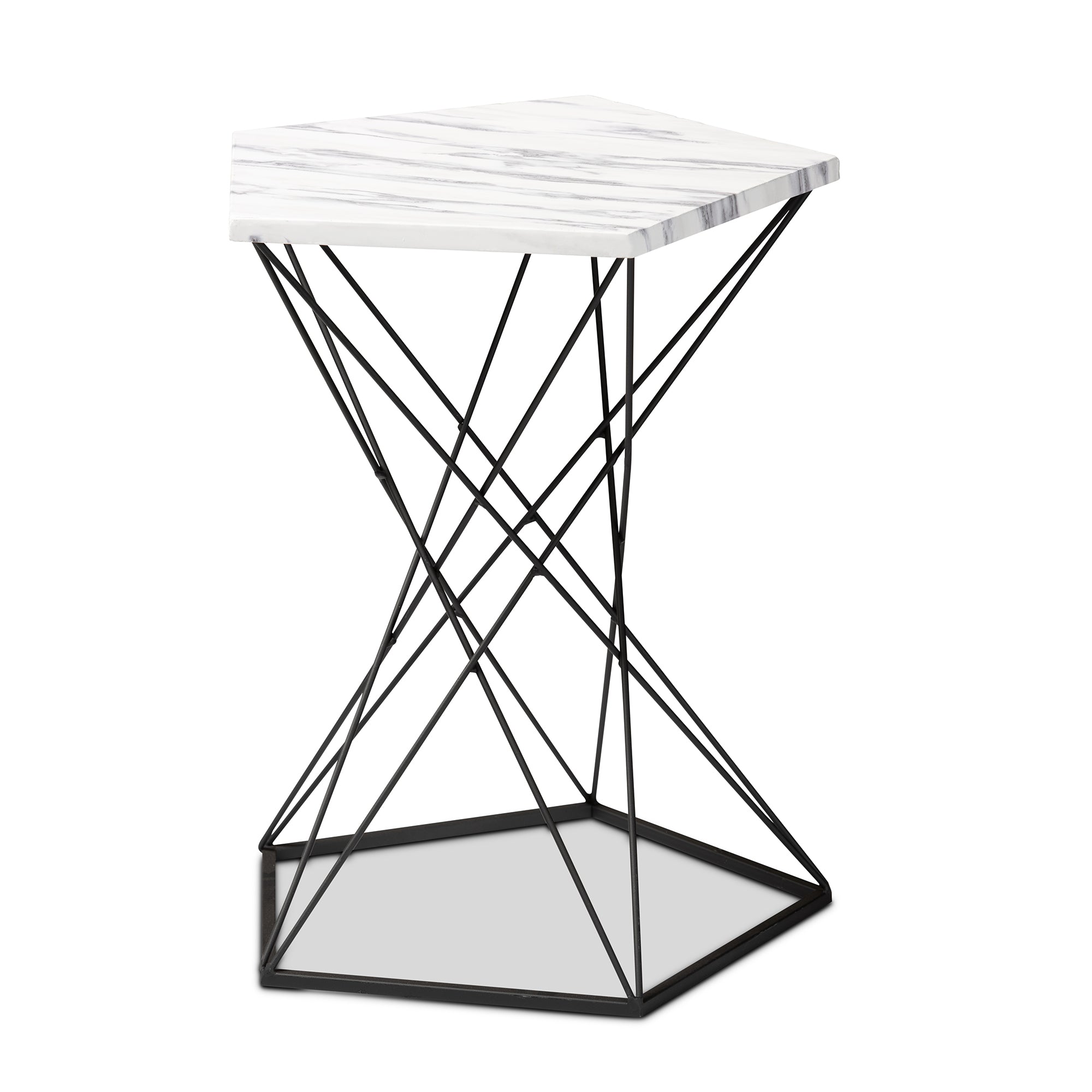 Oberon Contemporary End Table with Faux Marble Tabletop-End Table-Baxton Studio - WI-Wall2Wall Furnishings