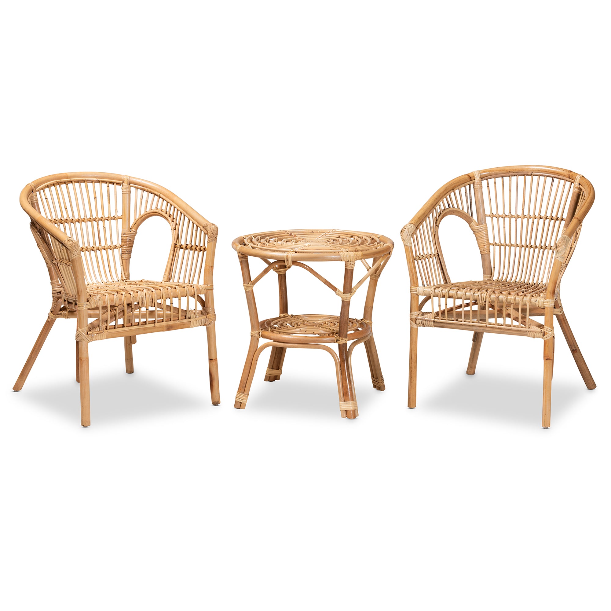Alleta Bohemian Chairs & Coffee Table 3-Piece-Living Room Set-Baxton Studio - WI-Wall2Wall Furnishings