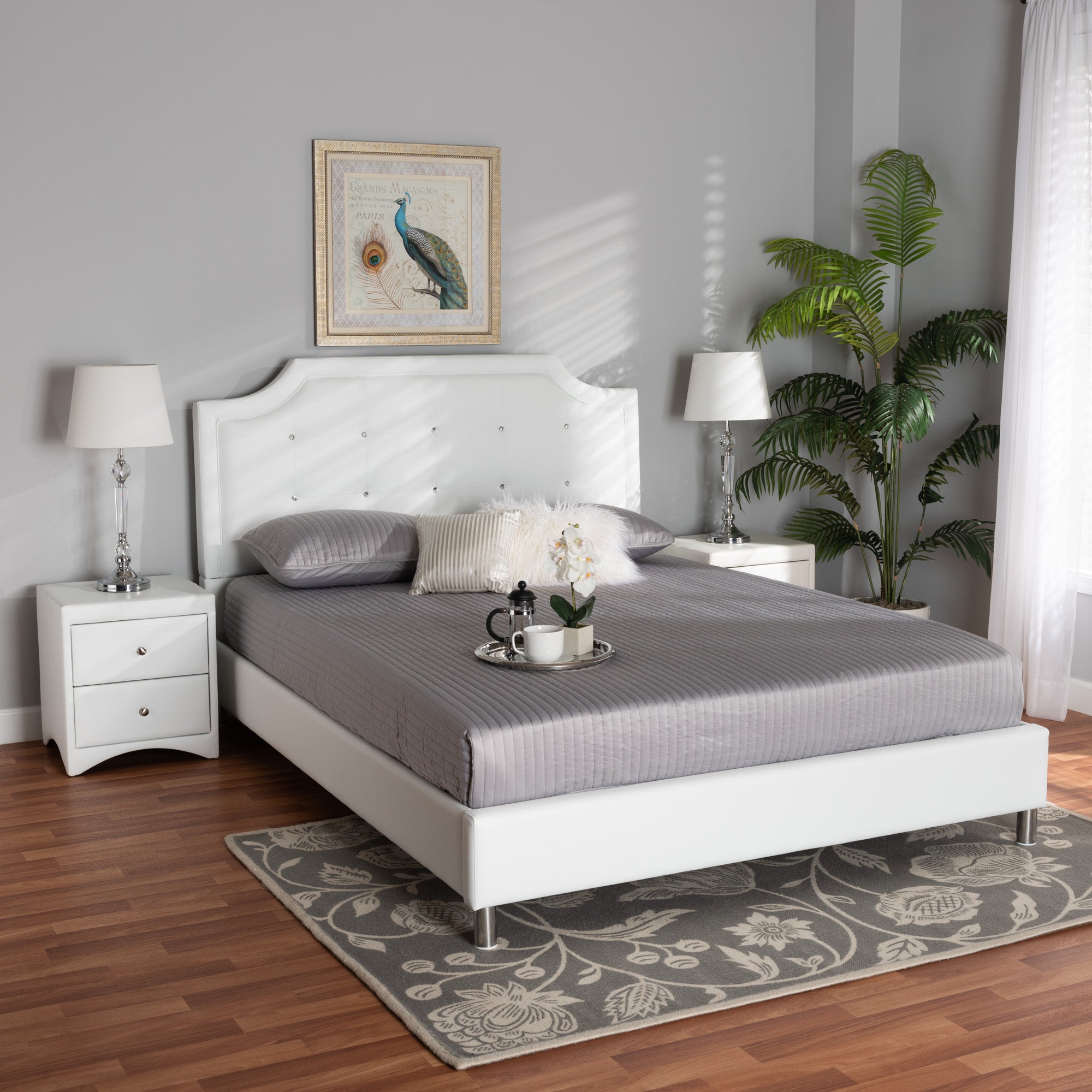 Carlotta Glamour Bed & Nightstands 3-Piece-Bedroom Set-Baxton Studio - WI-Wall2Wall Furnishings