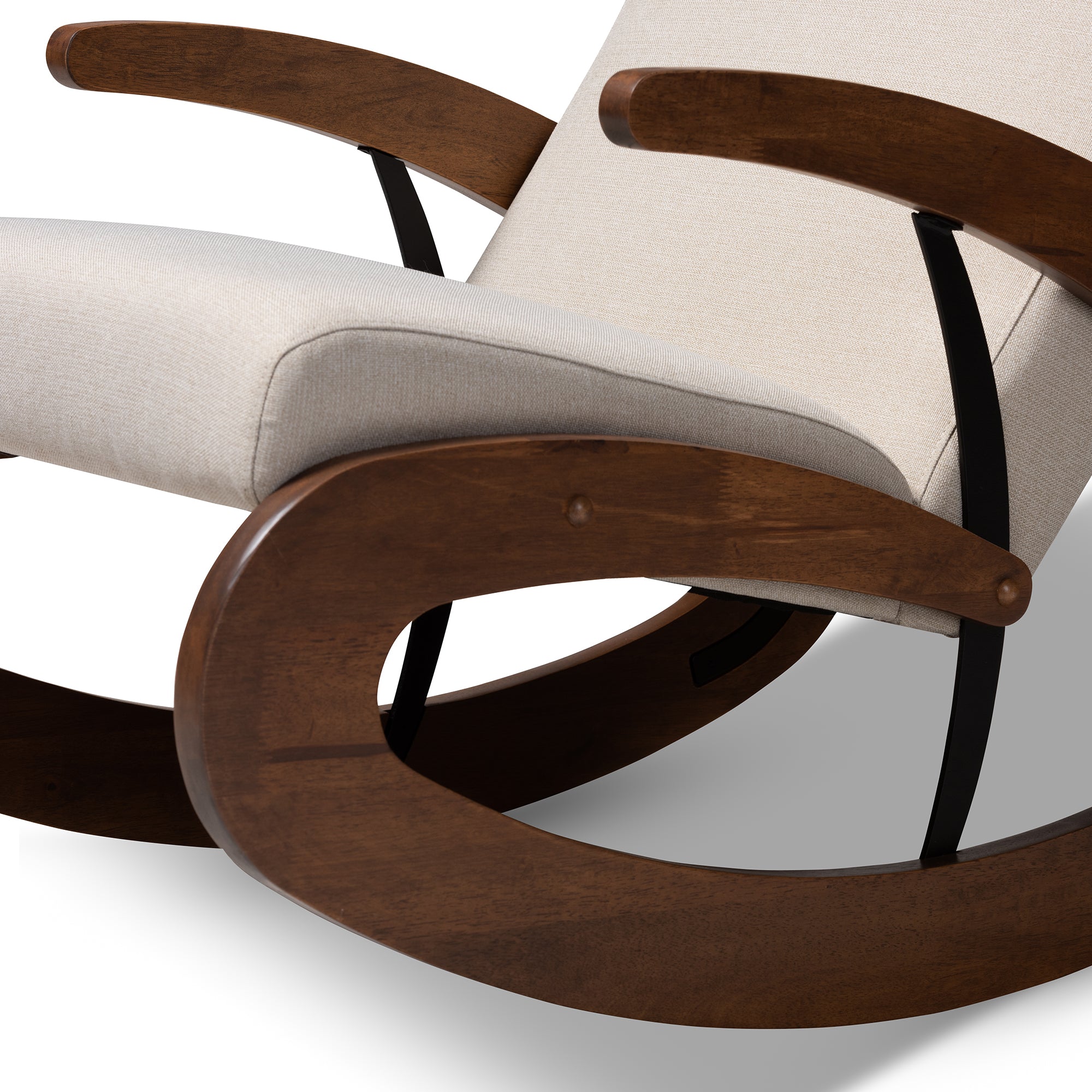Kaira Contemporary Rocking Chair Walnut-Finished-Rocking Chair-Baxton Studio - WI-Wall2Wall Furnishings