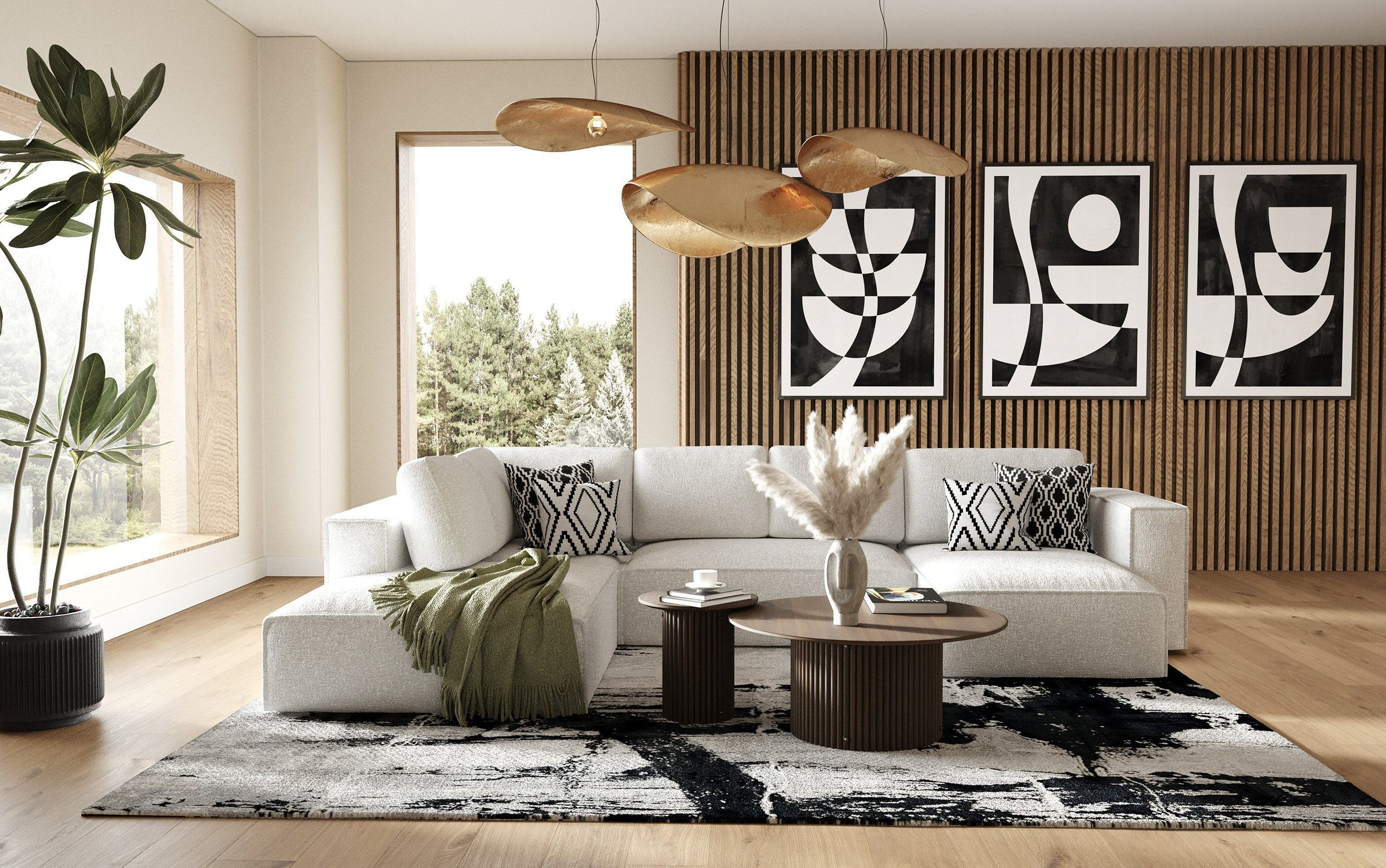 Living Room with multiple pieces including the Divani Casa Lulu Modern White Fabric Modular Sectional Sofa w/ Right Facing Chaise