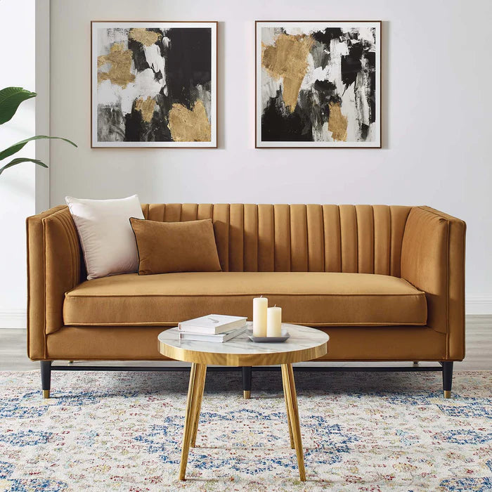 Cognac Sofa in Living Room Wall2Wall Furnishings