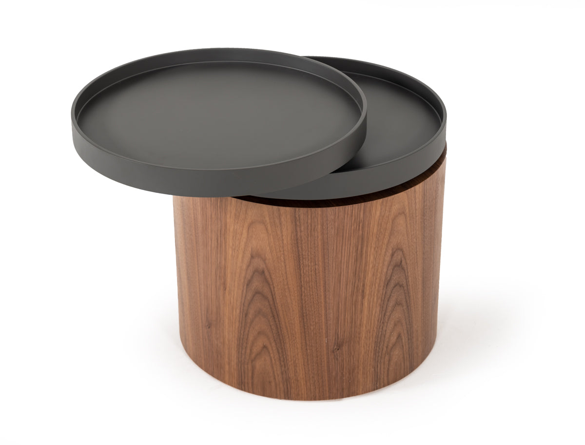 Modrest Bascom Modern Walnut End Table W/ Swivel Top-End Table-VIG-Wall2Wall Furnishings