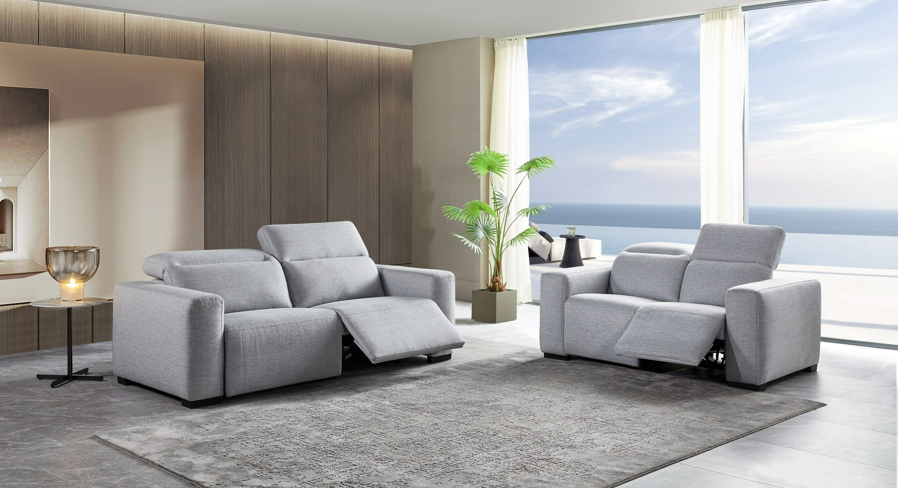 Divani Casa Bode - Modern Fabric Sofa with 2 Recliners-Sofa-VIG-Wall2Wall Furnishings