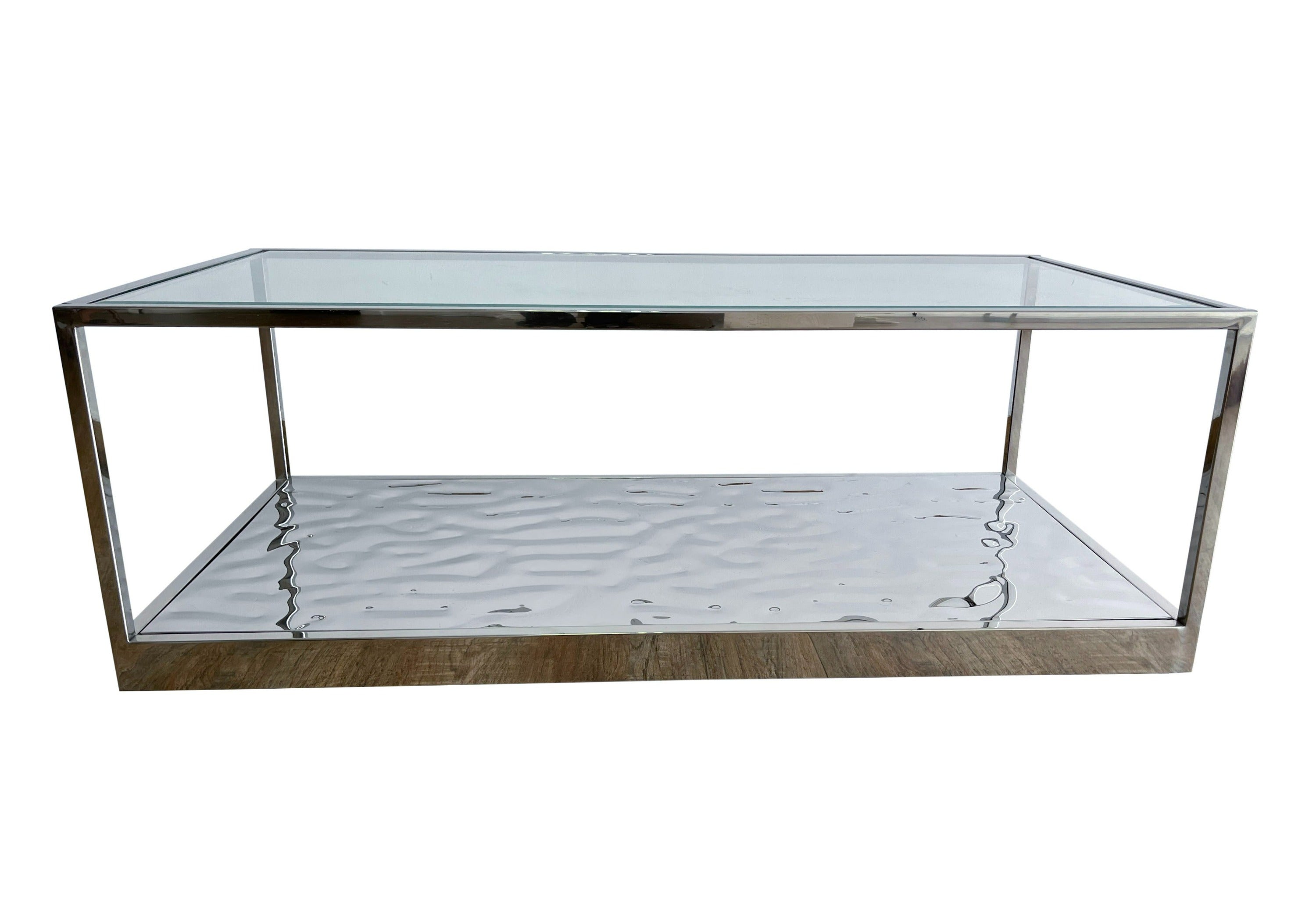 Modrest Braxton - Contemporary Clear Wave Glass Coffee Table-Coffee Table-VIG-Wall2Wall Furnishings