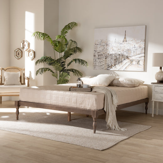 Iseline Modern and Contemporary Antique Finished Wood Platform Bed