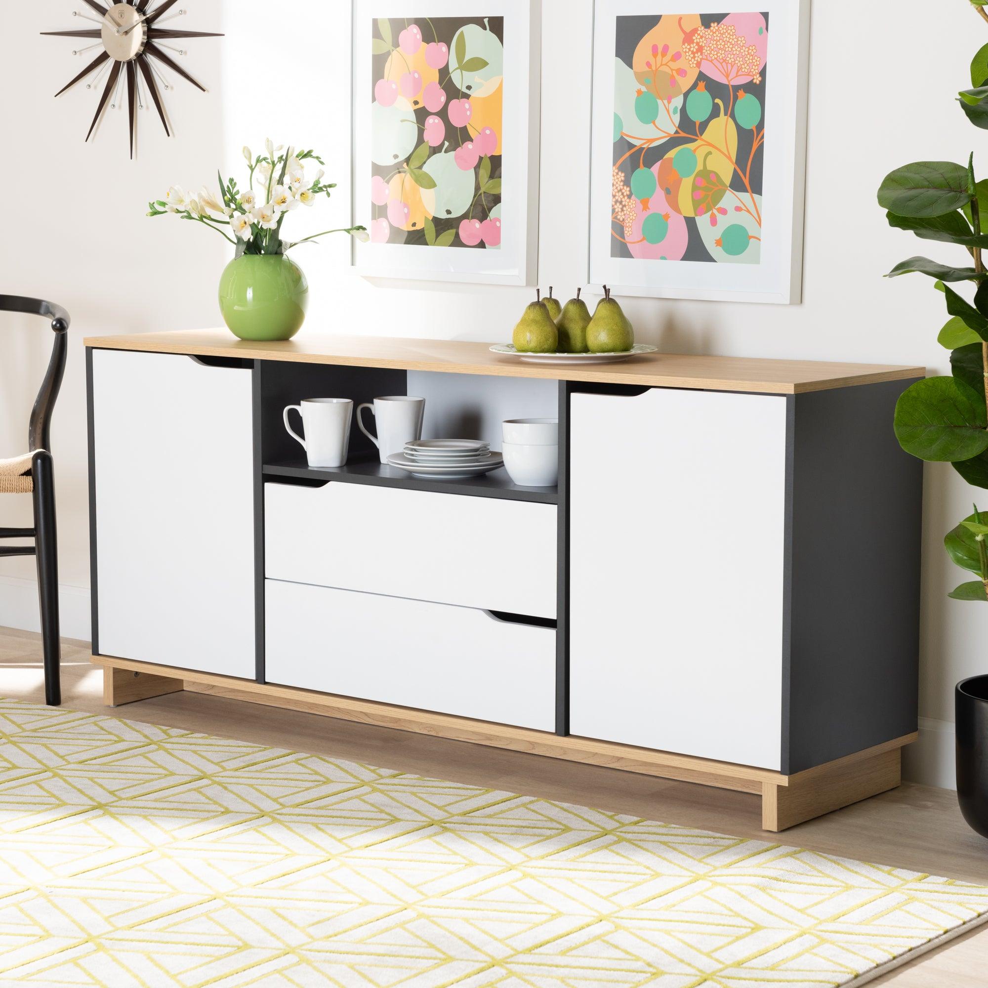 Reed Mid-Century Modern Multicolor 2-Door Wood Dining Room Sideboard