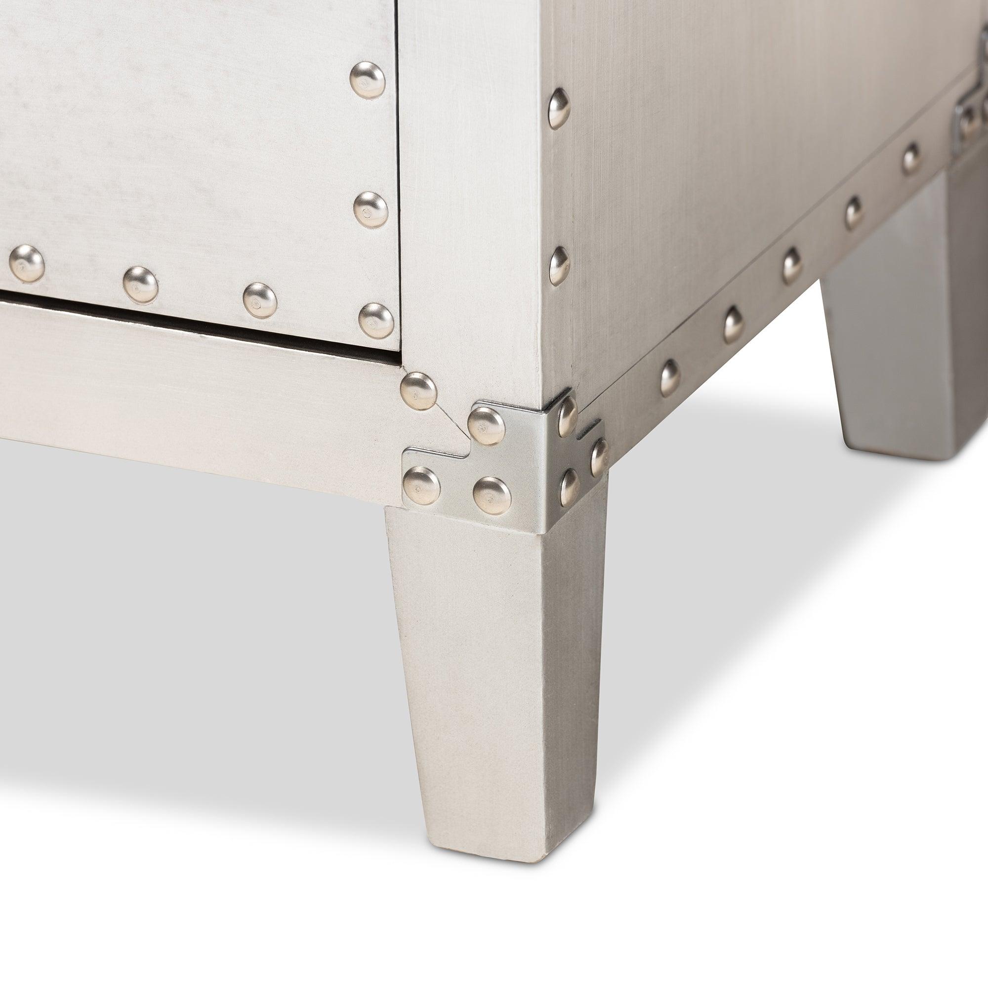Claude French Industrial Metal 3-Drawer End Table