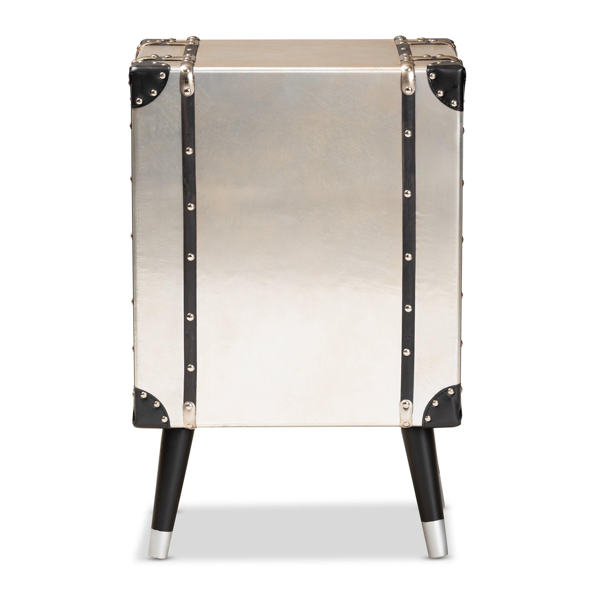 Dilan Vintage Industrial Antique Finished Metal Trunk Inspired 3-Drawer End Table