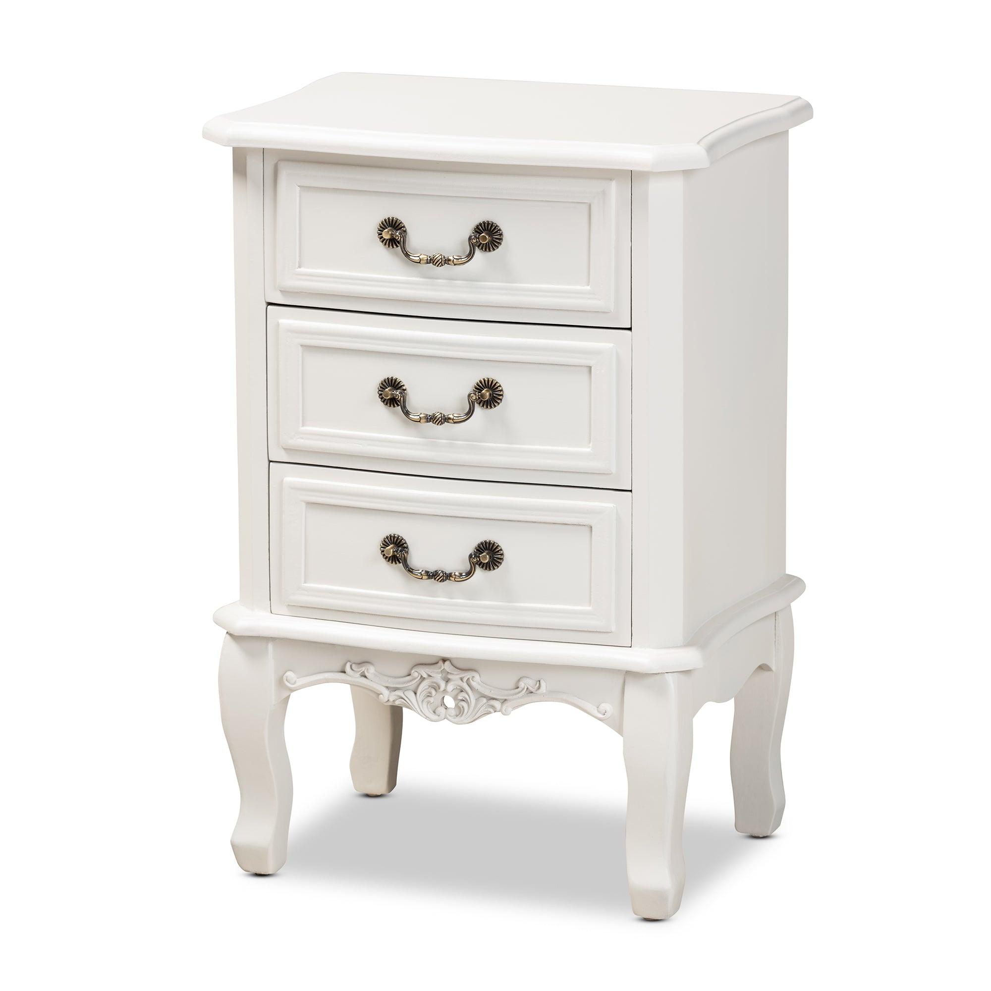 Gabrielle Traditional French Country Provincial -Finished 3-Drawer Wood End Table