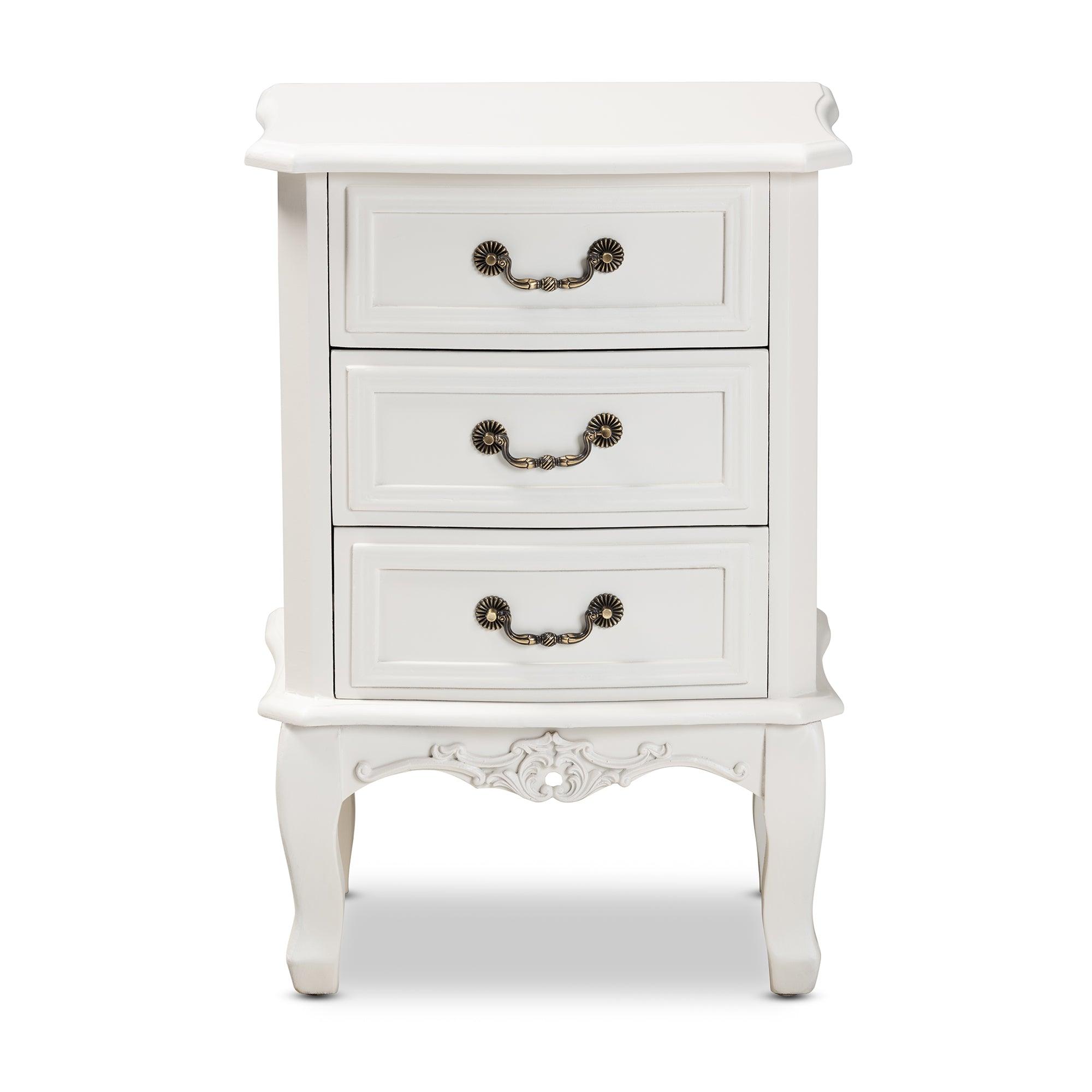 Gabrielle Traditional French Country Provincial -Finished 3-Drawer Wood End Table