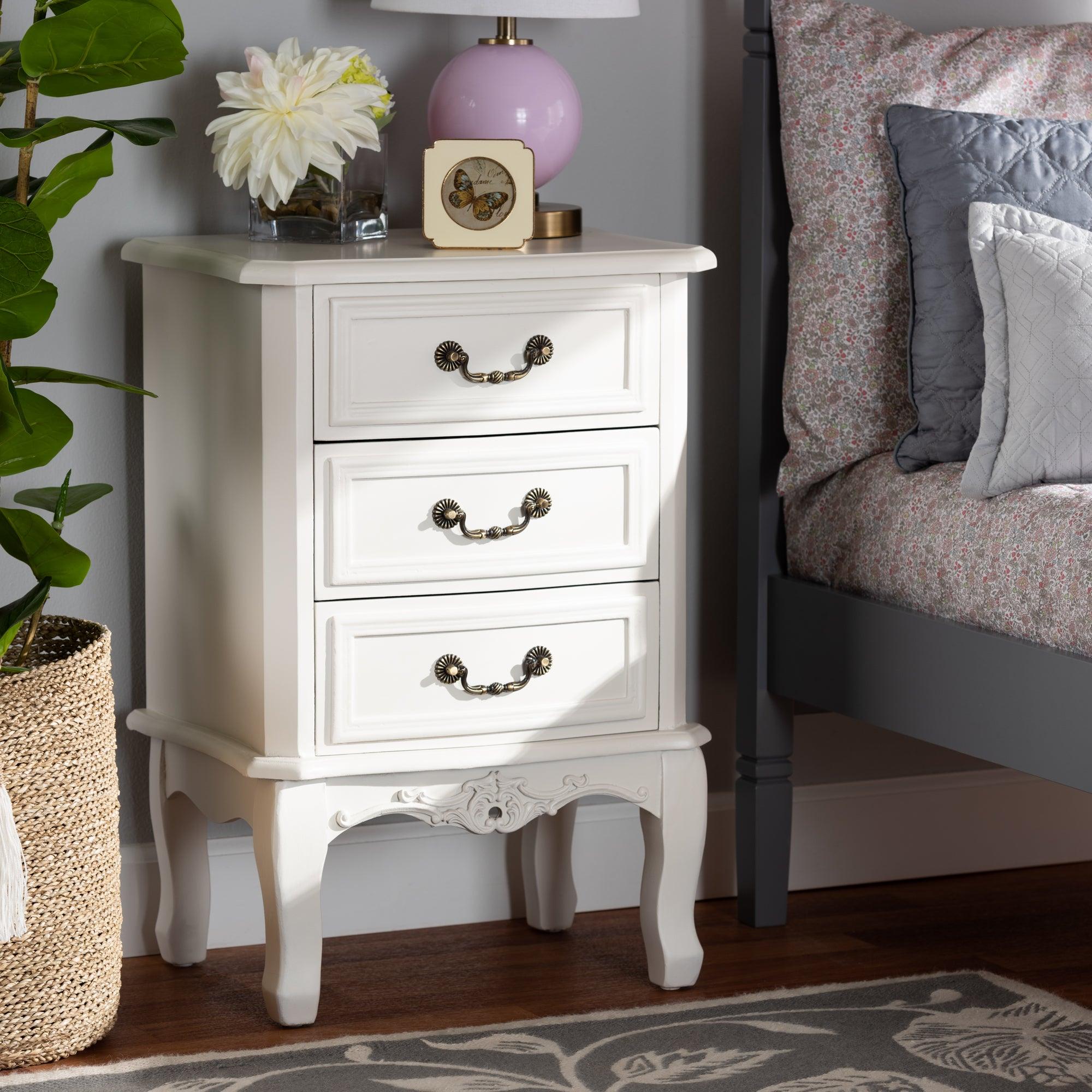 Gabrielle Traditional French Country Provincial -Finished 3-Drawer Wood End Table