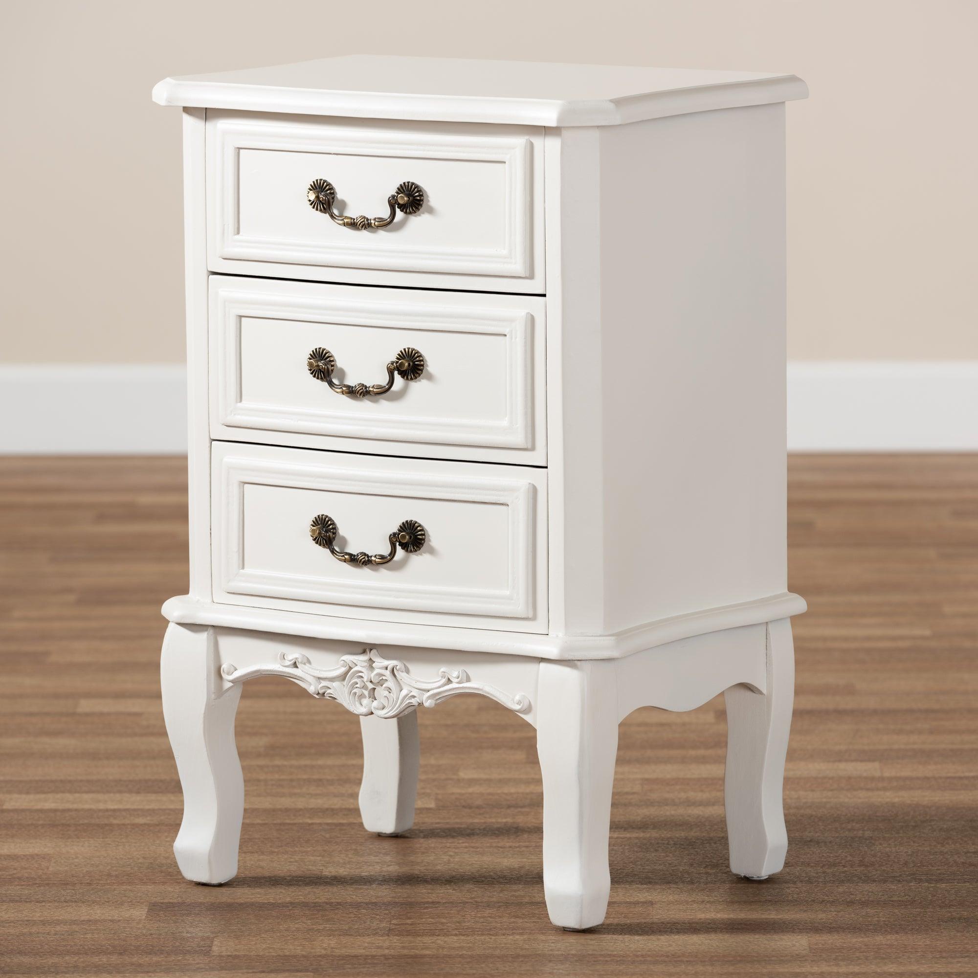 Gabrielle Traditional French Country Provincial -Finished 3-Drawer Wood End Table