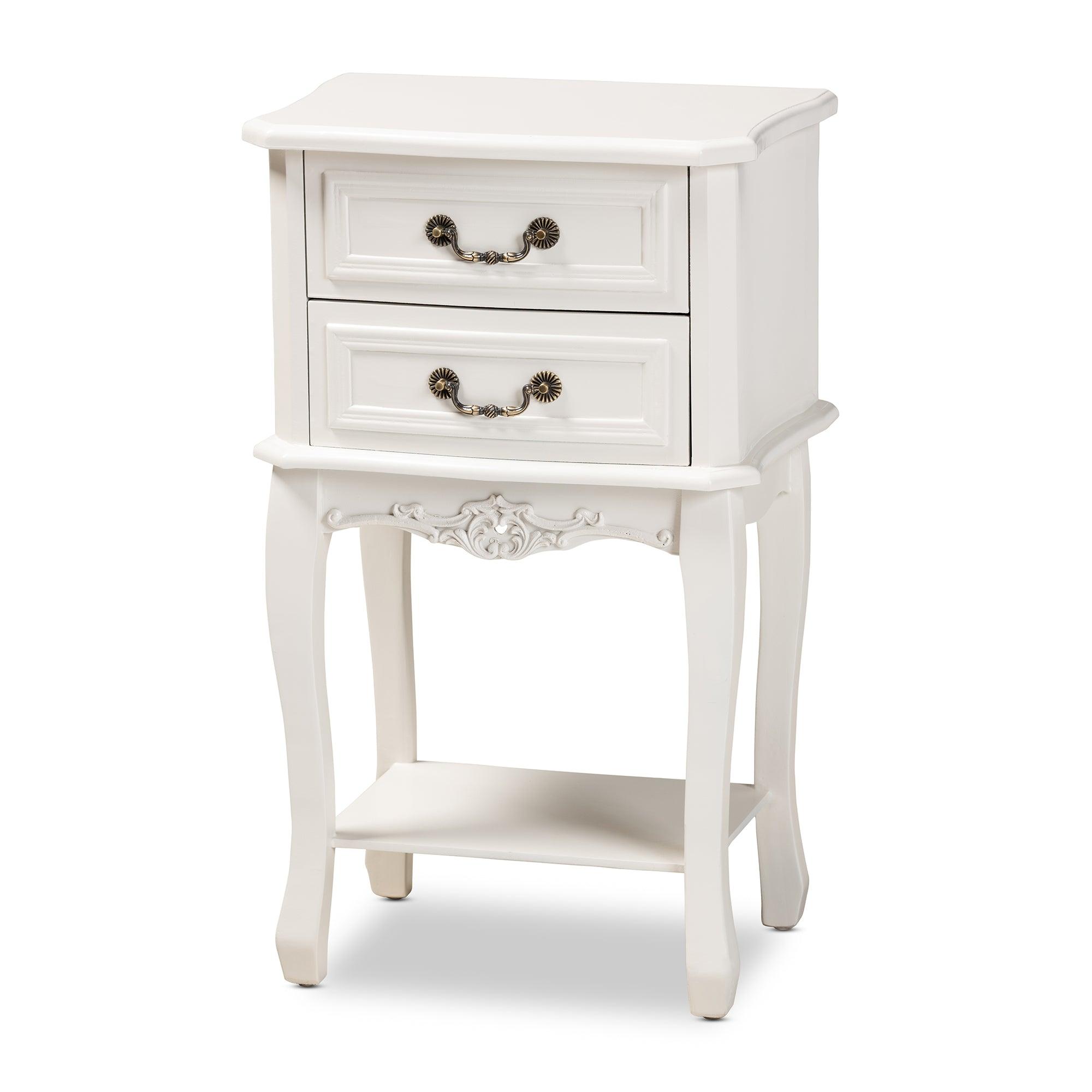 Gabrielle Traditional French Country Provincial -Finished 2-Drawer Wood End Table