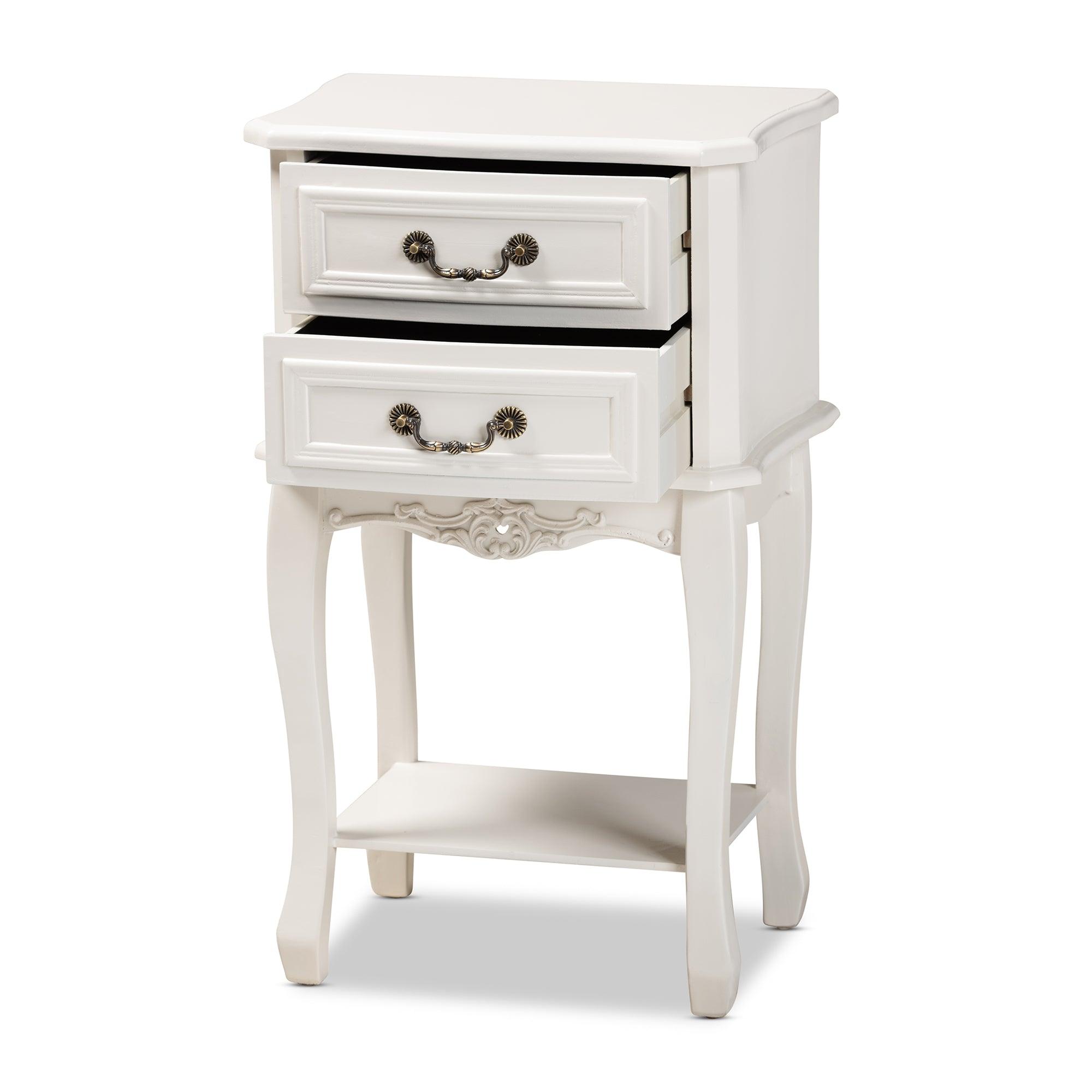 Gabrielle Traditional French Country Provincial -Finished 2-Drawer Wood End Table