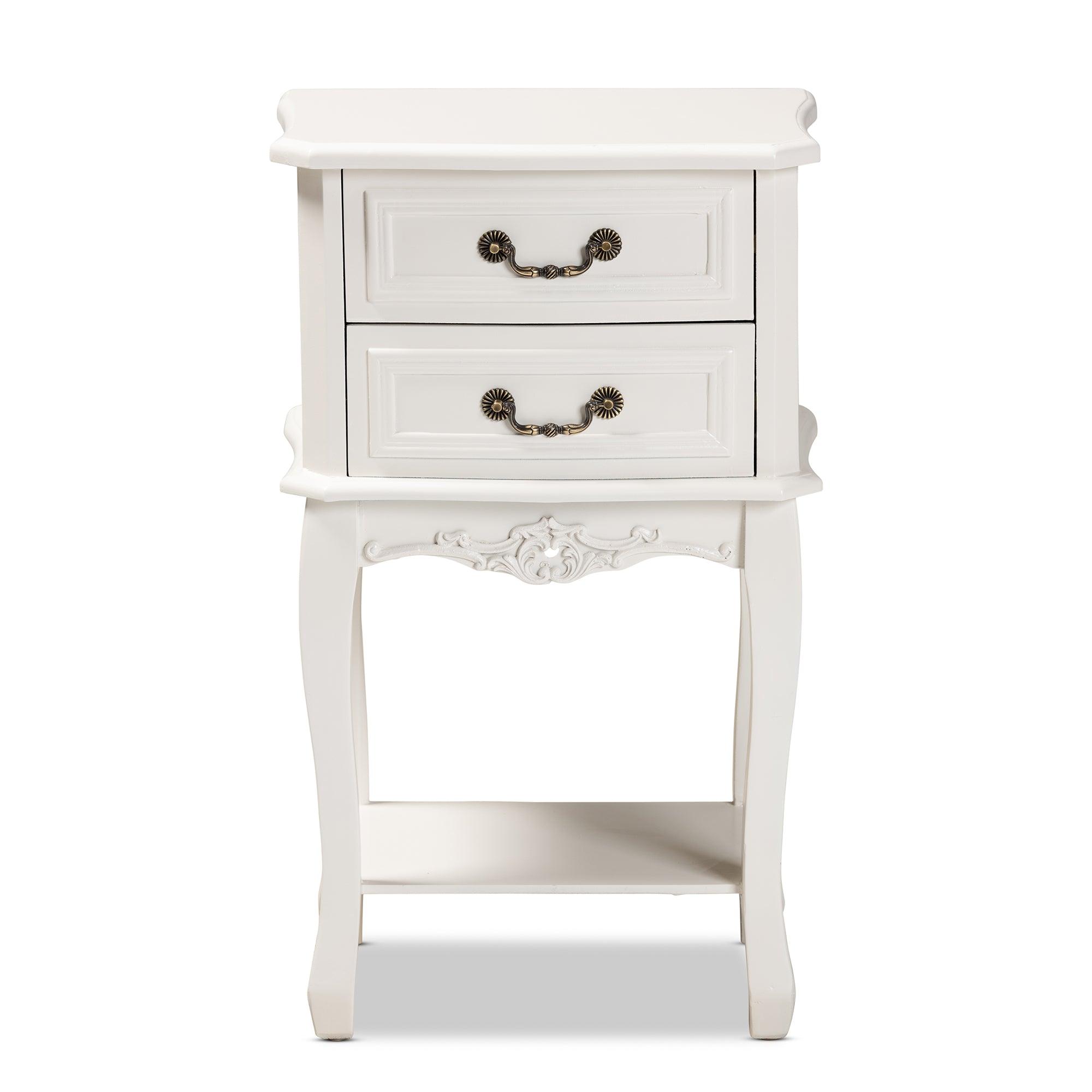 Gabrielle Traditional French Country Provincial -Finished 2-Drawer Wood End Table