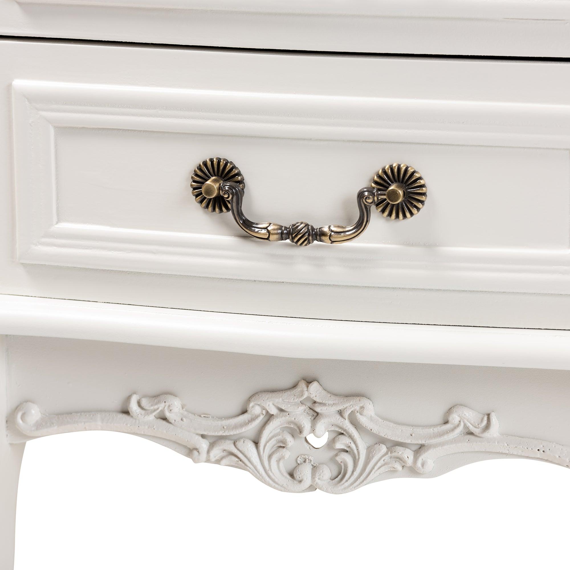 Gabrielle Traditional French Country Provincial -Finished 2-Drawer Wood End Table