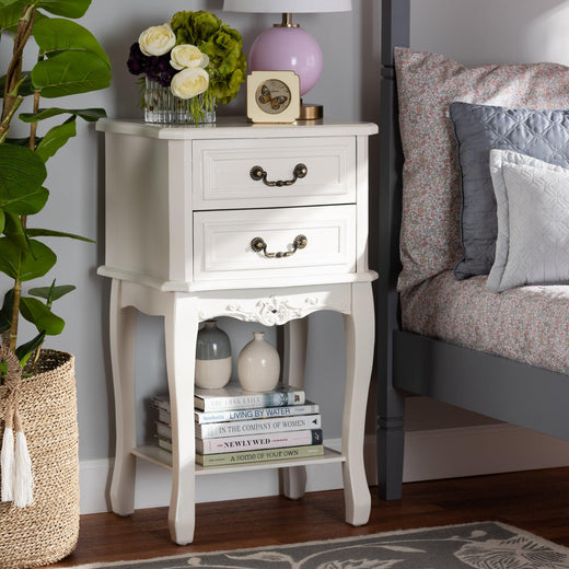 Gabrielle Traditional French Country Provincial -Finished 2-Drawer Wood End Table