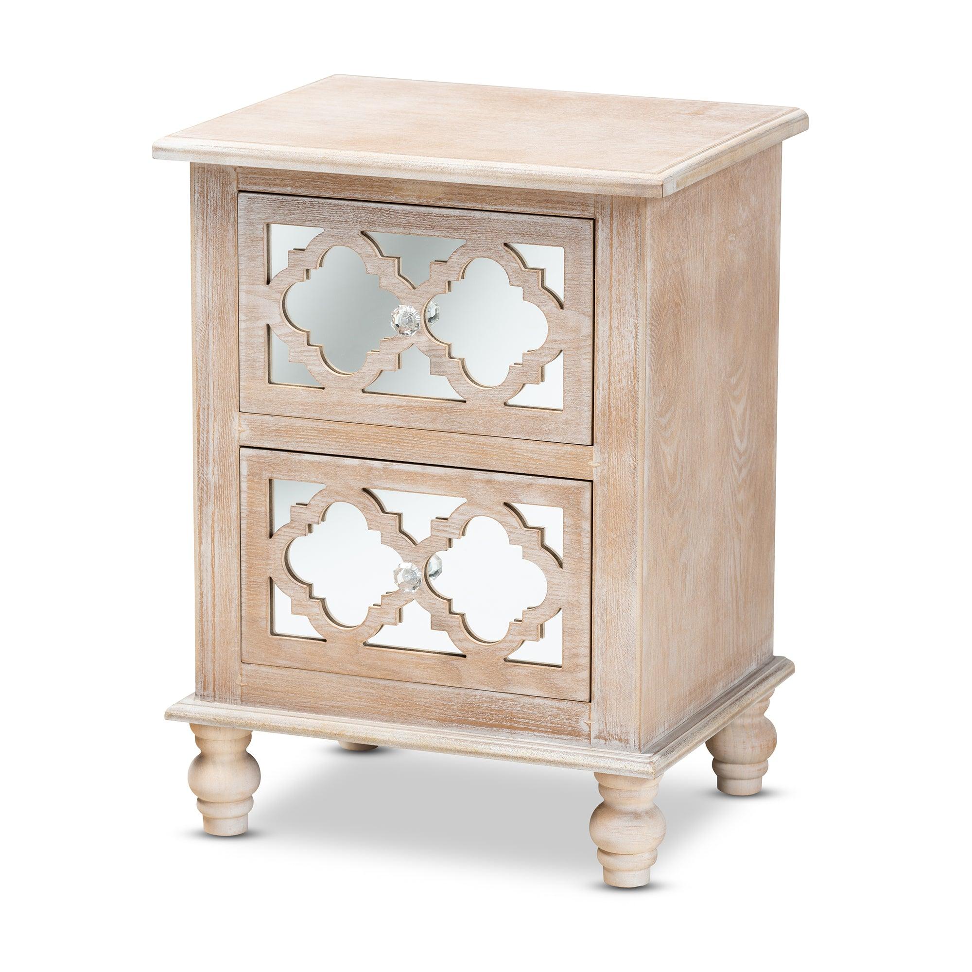 Celia Transitional Rustic French Country -Washed Wood and Mirror