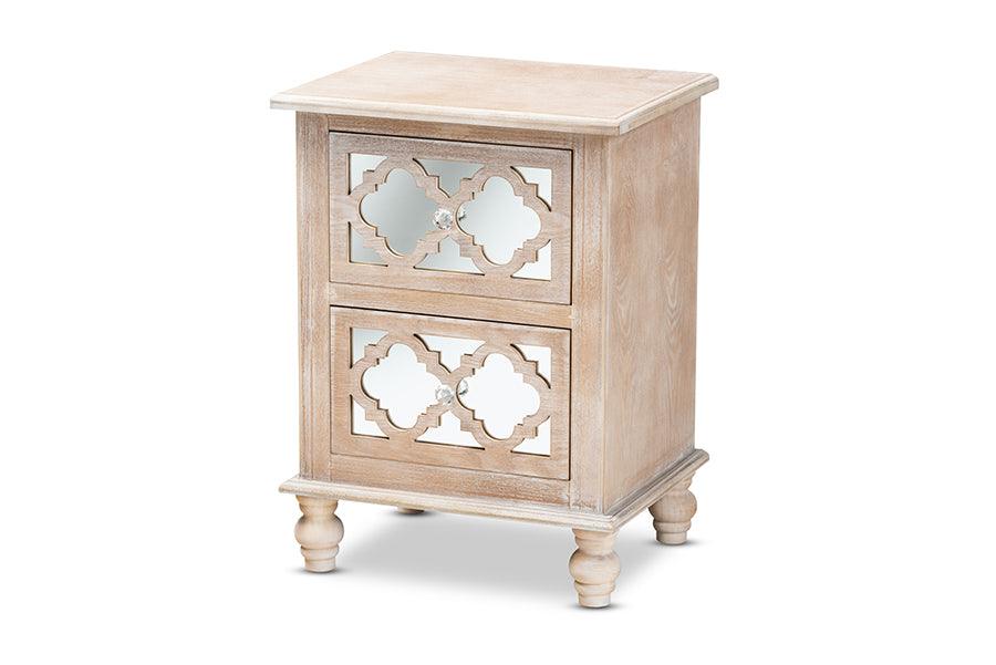 Celia Transitional Rustic French Country -Washed Wood and Mirror