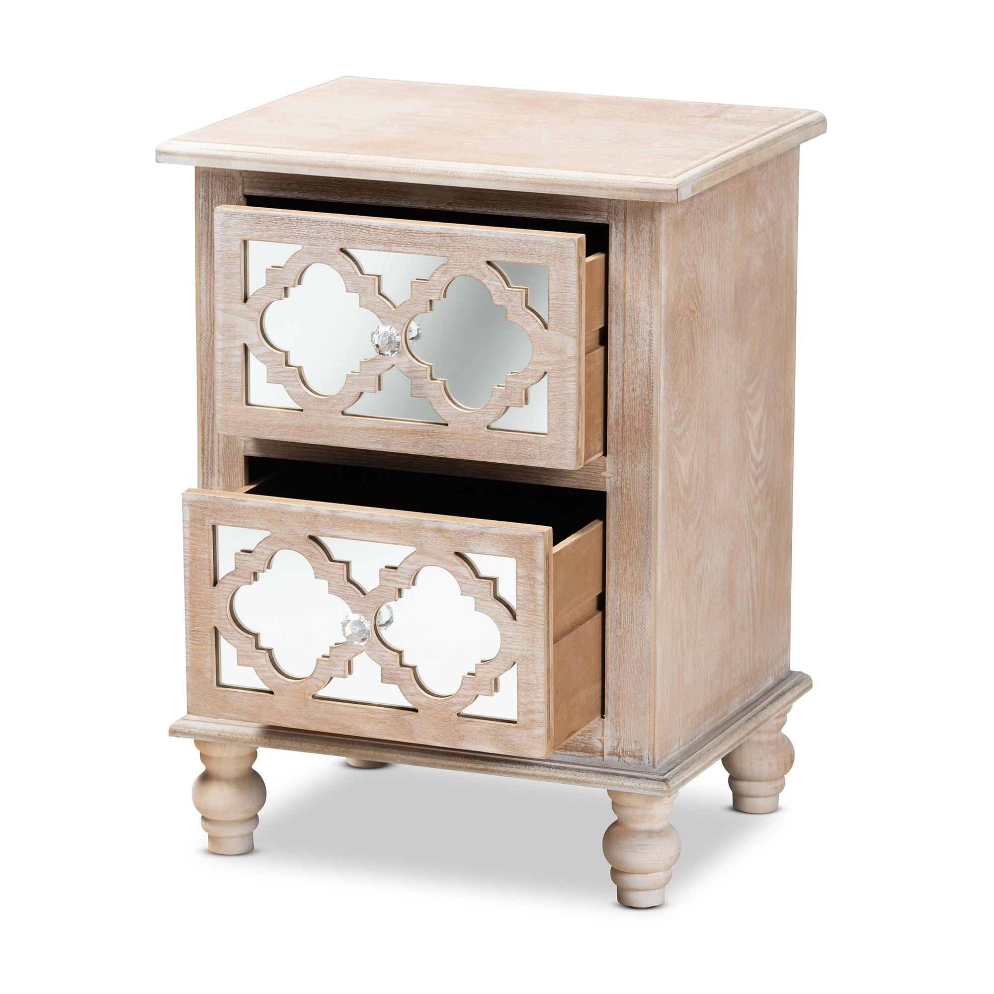 Celia Transitional Rustic French Country -Washed Wood and Mirror