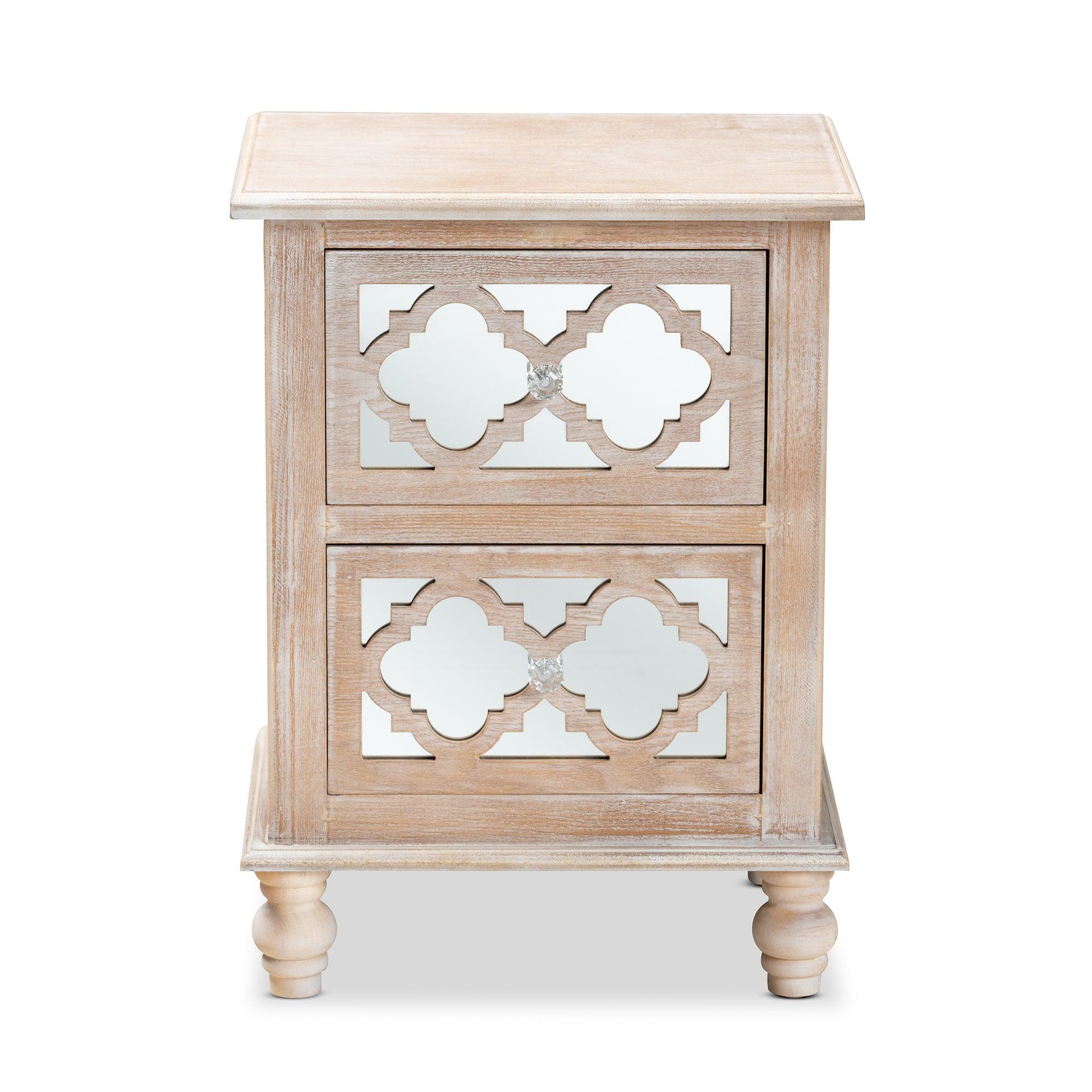 Celia Transitional Rustic French Country -Washed Wood and Mirror