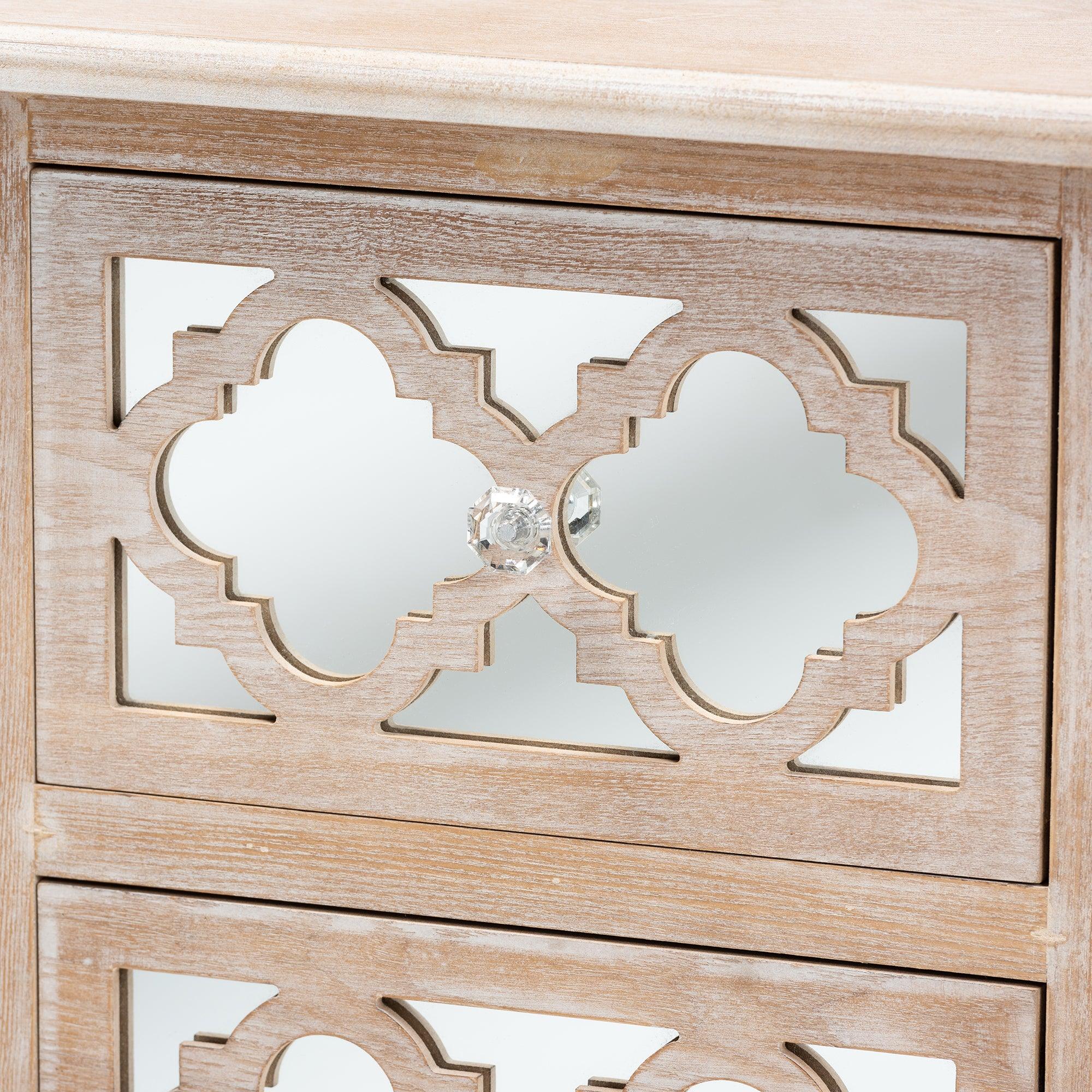 Celia Transitional Rustic French Country -Washed Wood and Mirror