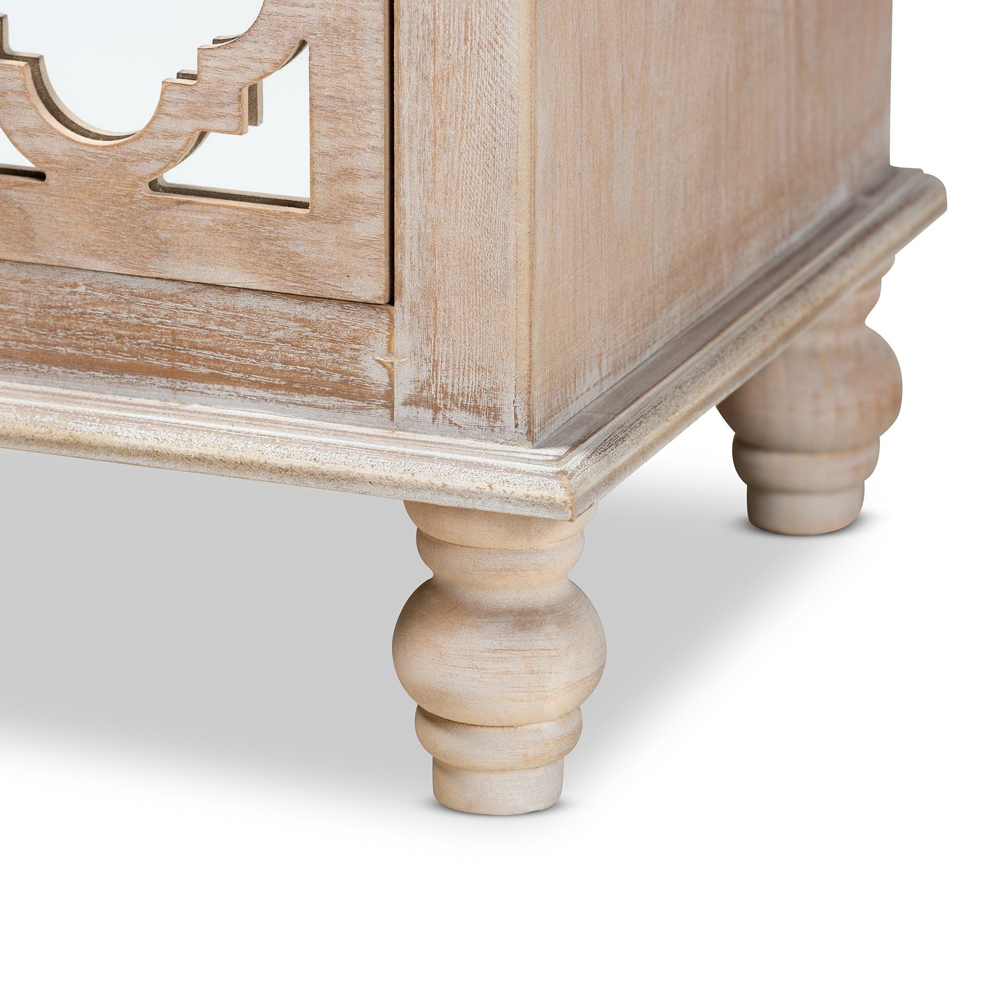 Celia Transitional Rustic French Country -Washed Wood and Mirror