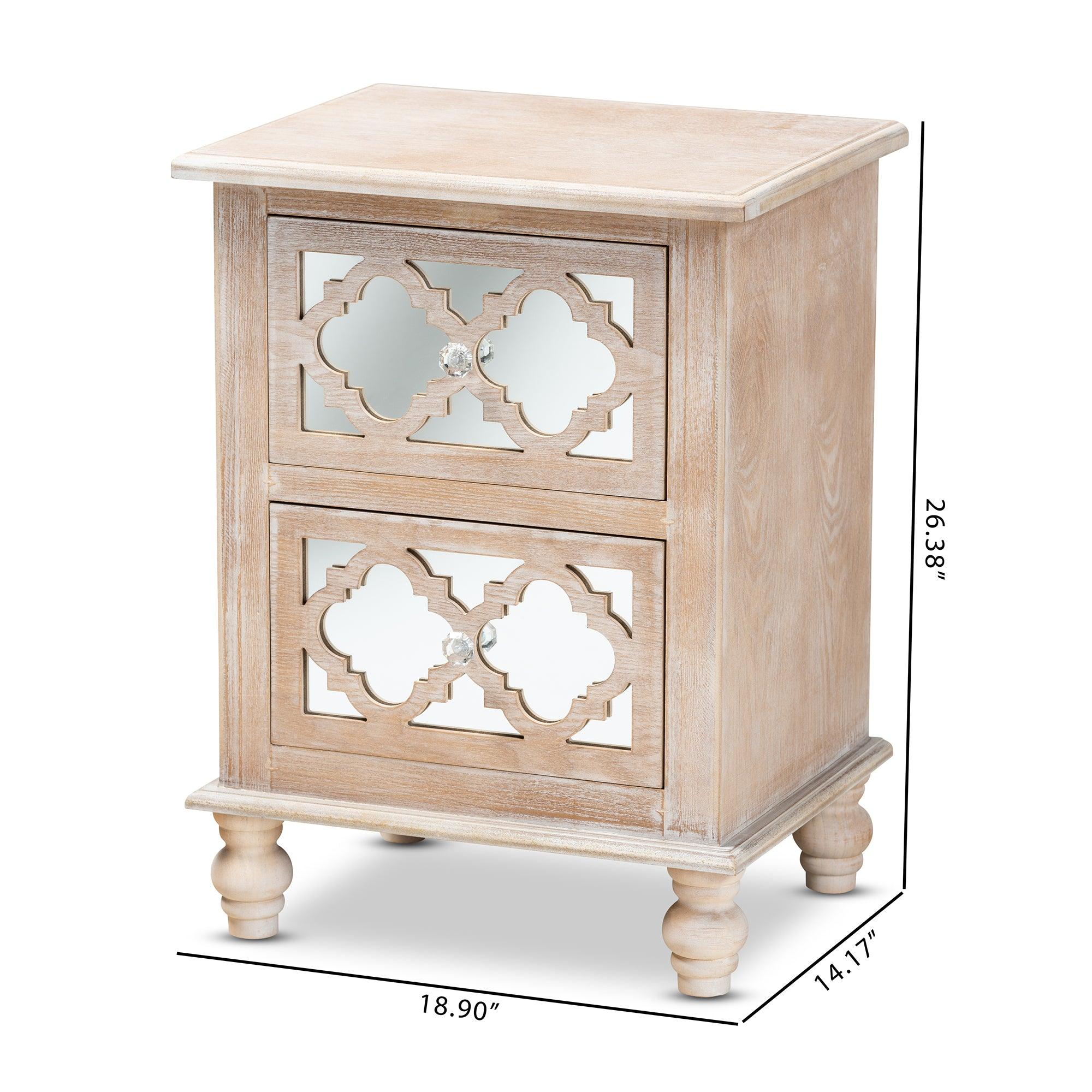 Celia Transitional Rustic French Country -Washed Wood and Mirror