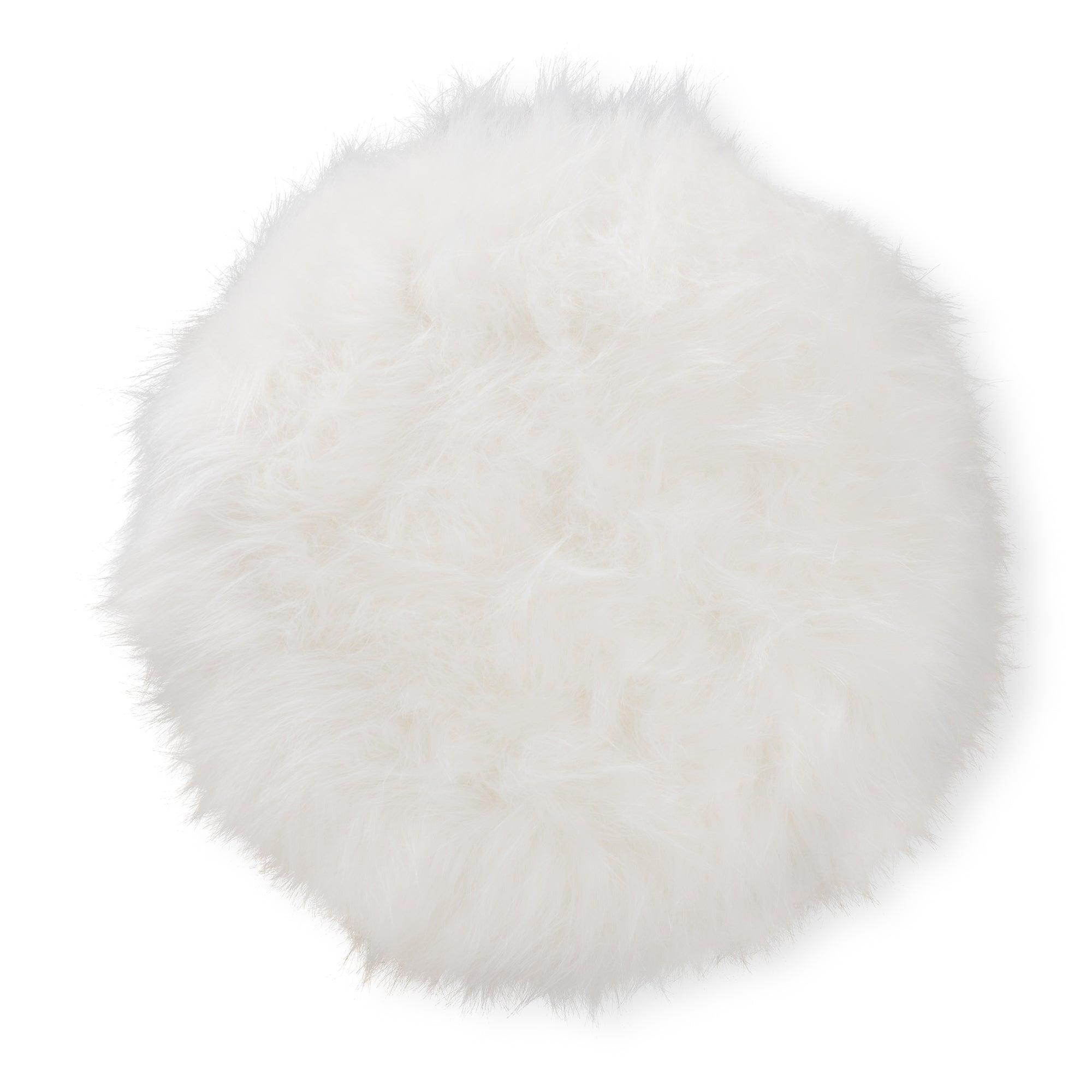 Leonie Glam and Luxe Faux Fur Upholstered Finished Metal Ottoman