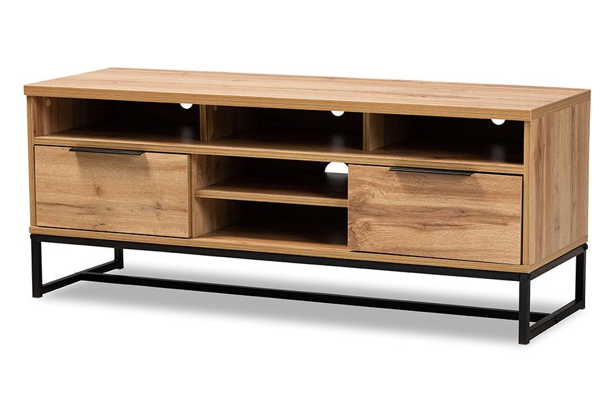 Reid Modern and Contemporary Industrial Finished Wood and Metal 2-Drawer TV Stand
