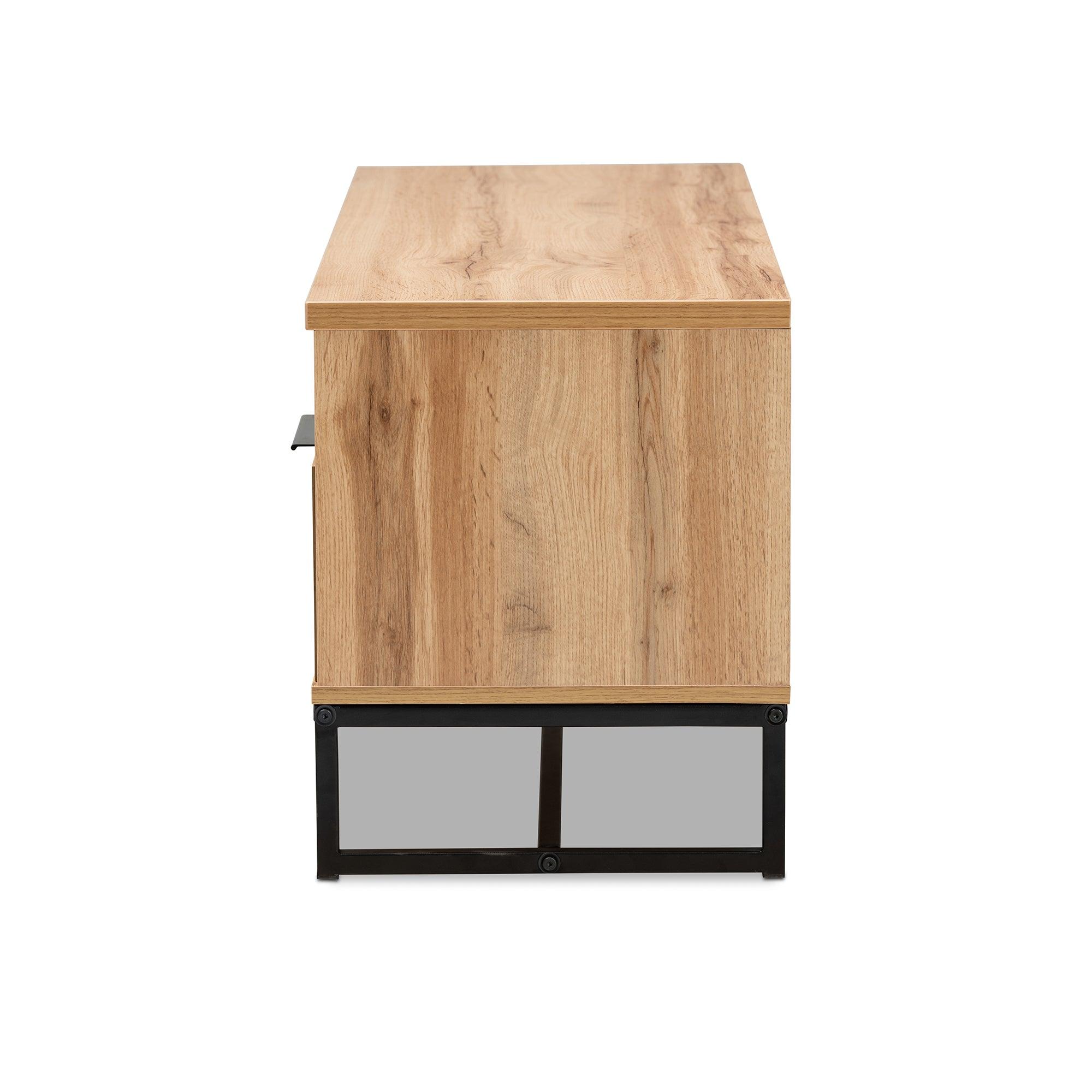 Reid Modern and Contemporary Industrial Finished Wood and Metal 2-Drawer TV Stand