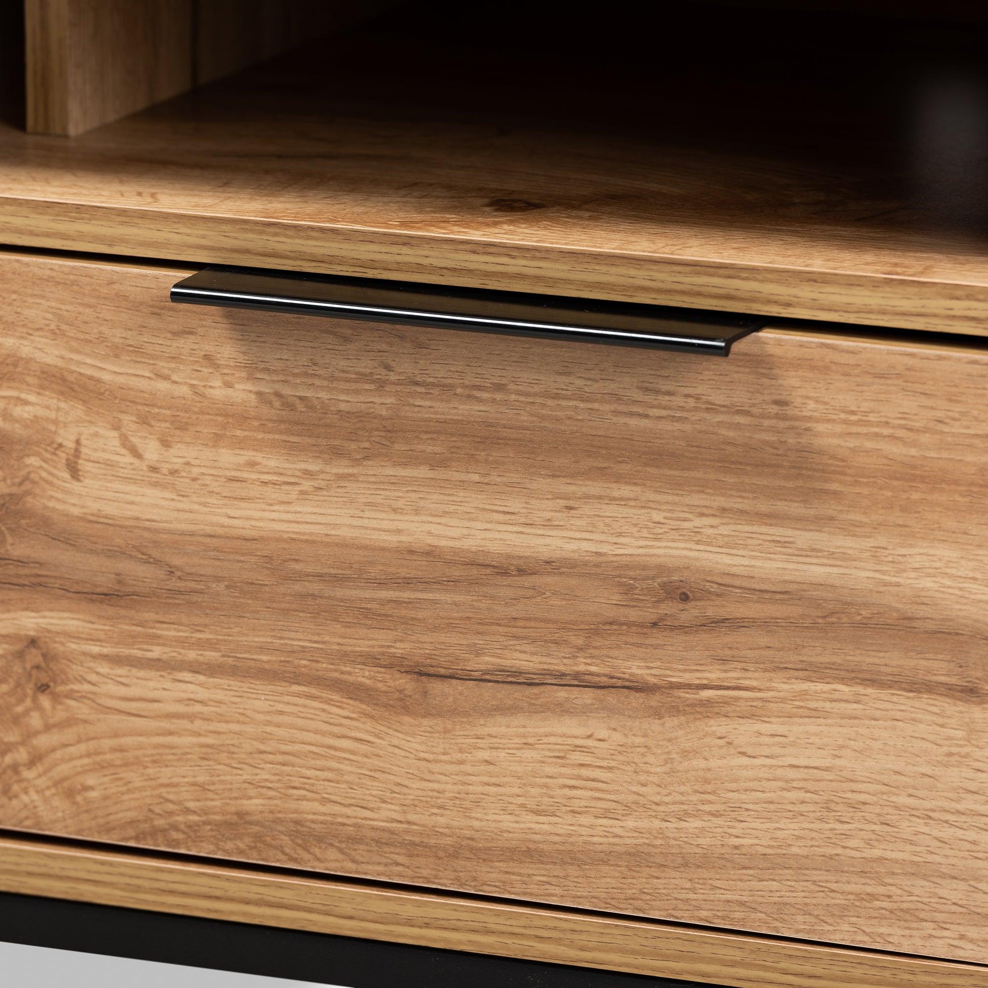 Reid Modern and Contemporary Industrial Finished Wood and Metal 2-Drawer TV Stand