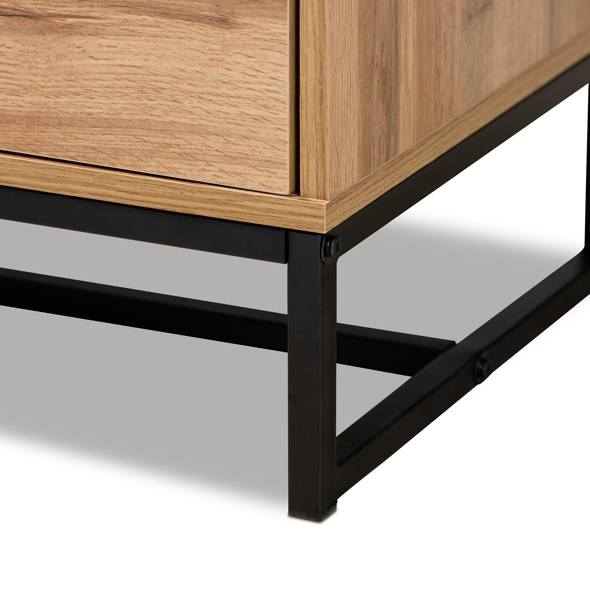 Reid Modern and Contemporary Industrial Finished Wood and Metal 2-Drawer TV Stand