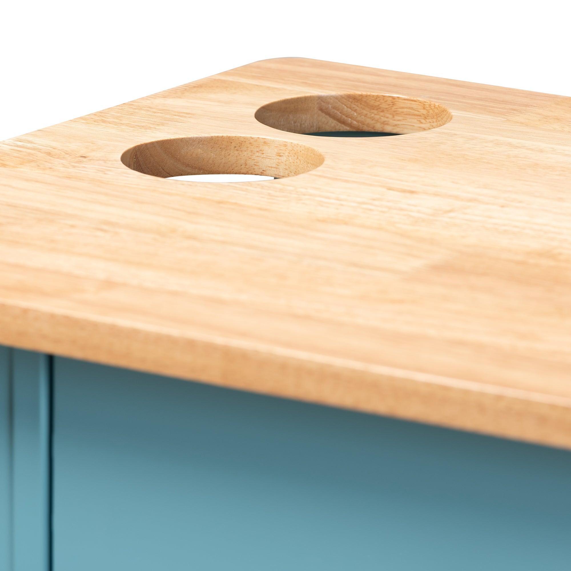 Liona Modern and Contemporary Sky Finished Wood Kitchen Storage Cart